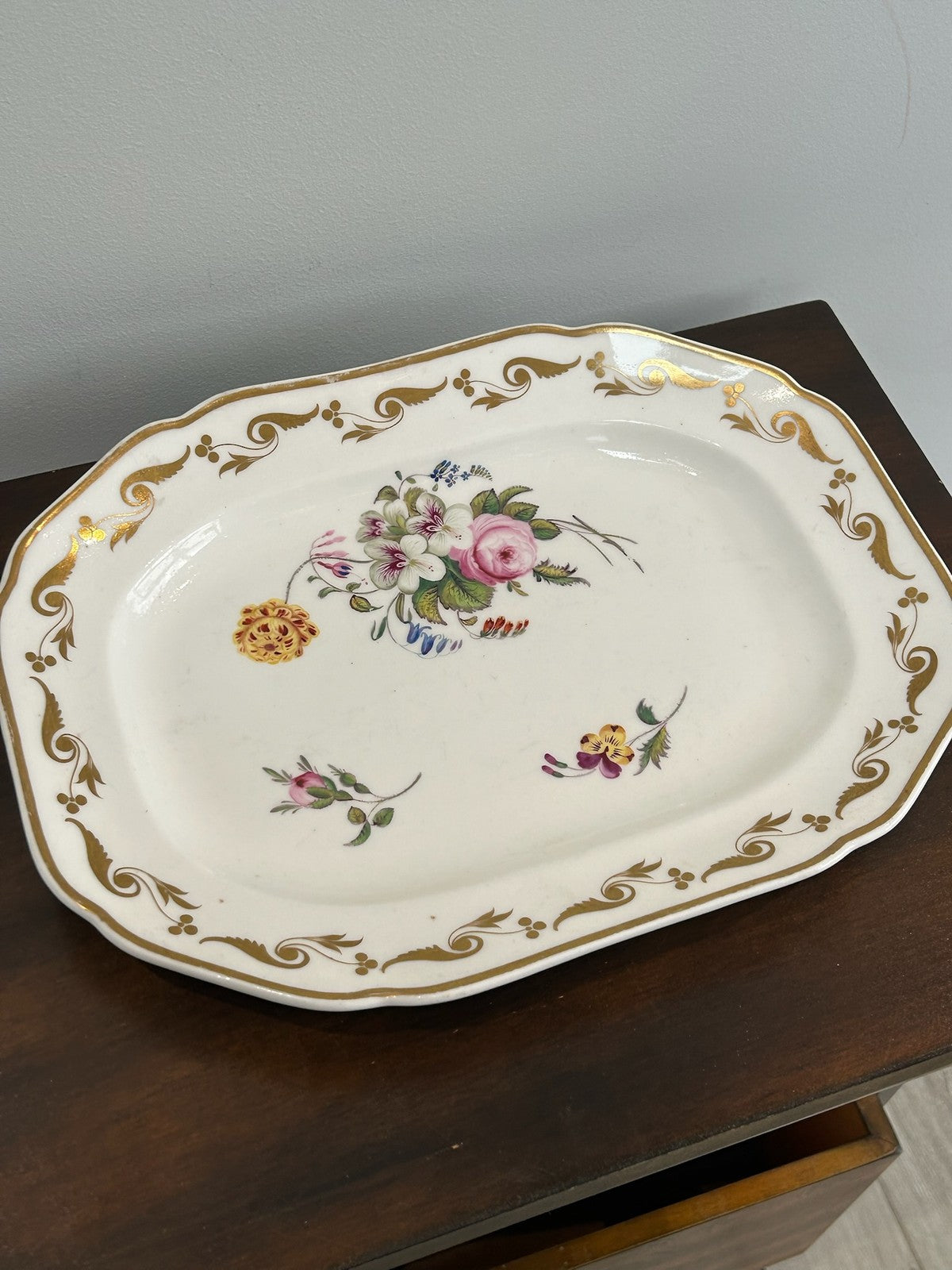 Antique Copeland Garrett Late Spode Felspar Porcelain Platter Hand Painted Flora0