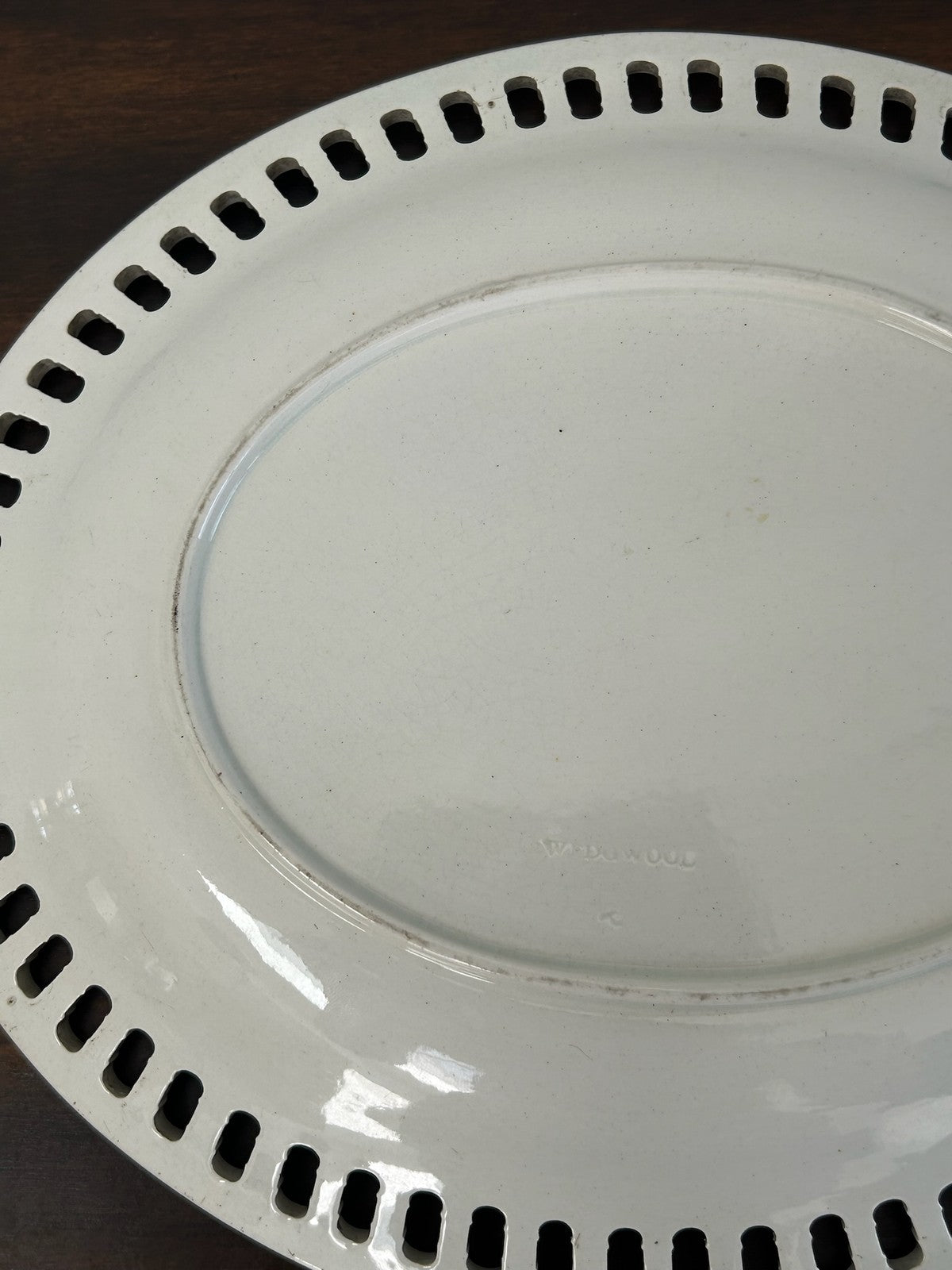 Wedgwood Creamware Oval Reticulated Dish Pierced Border Antique8