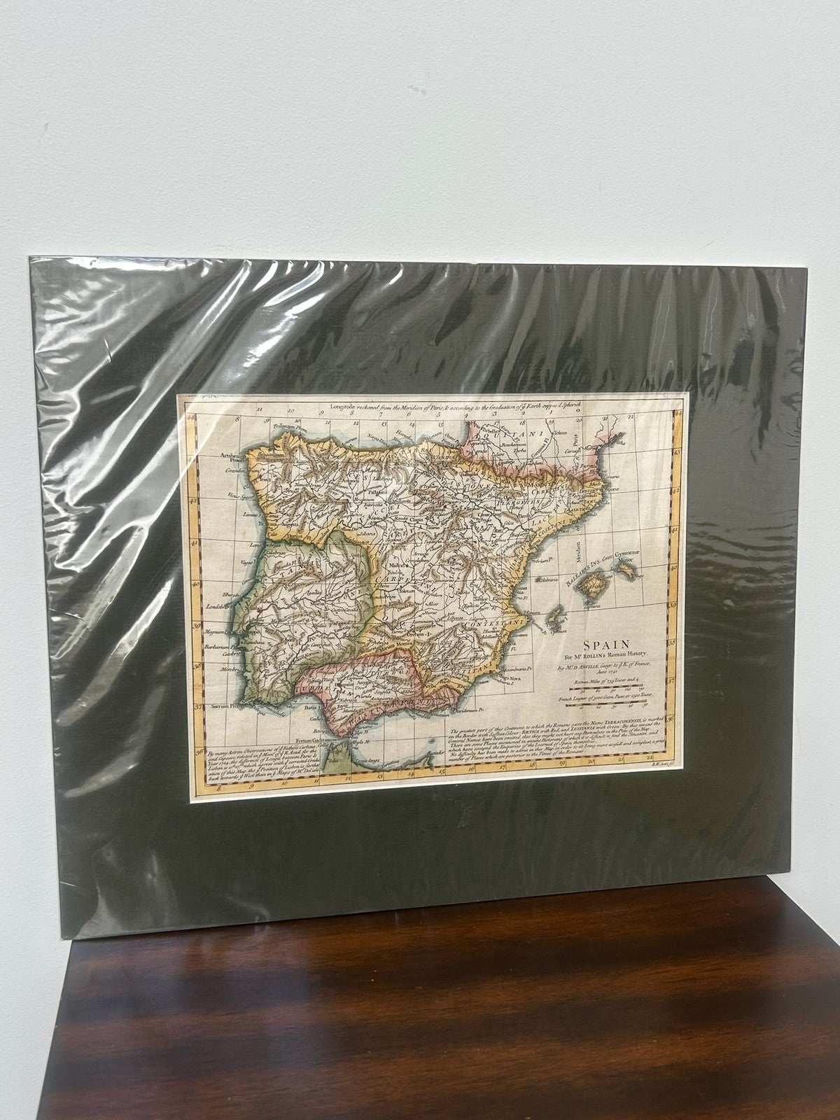 Spain Antique Map R.W. Seale for Rollin's Roman History after D'Anville 17410