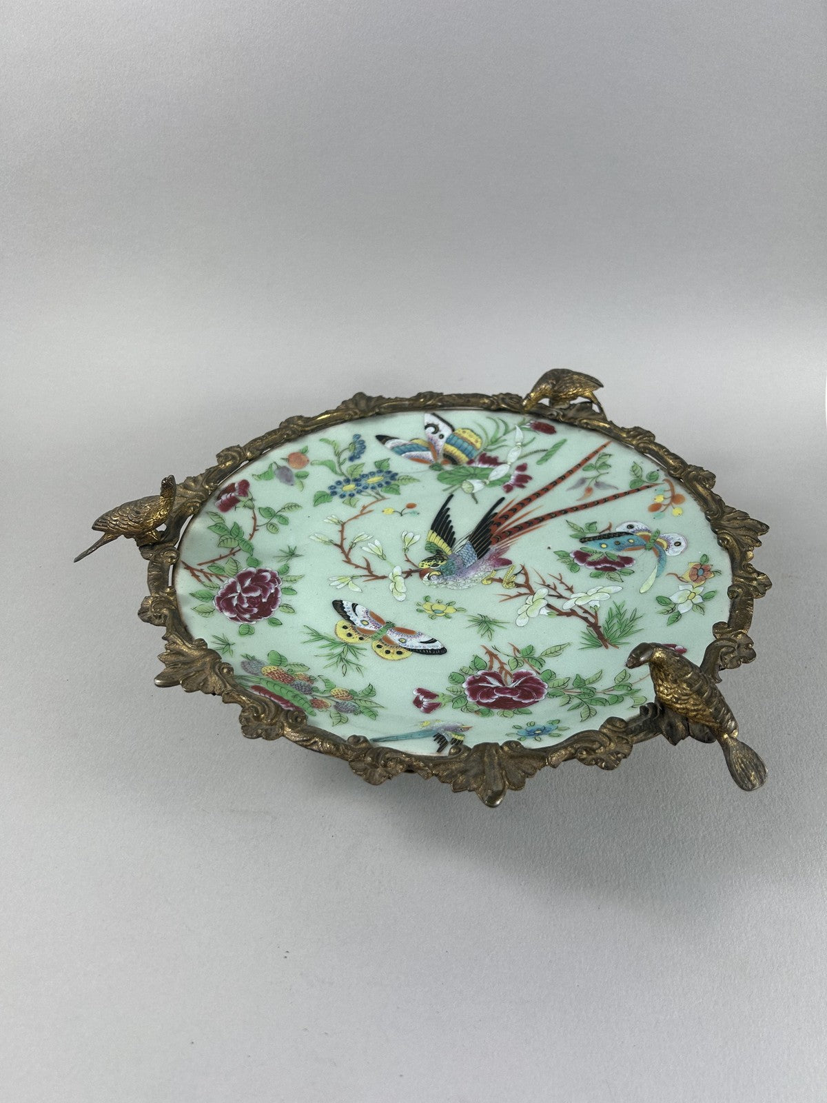 Antique French Ormolu Mounted Chinese Porcelain Centerpiece Dish