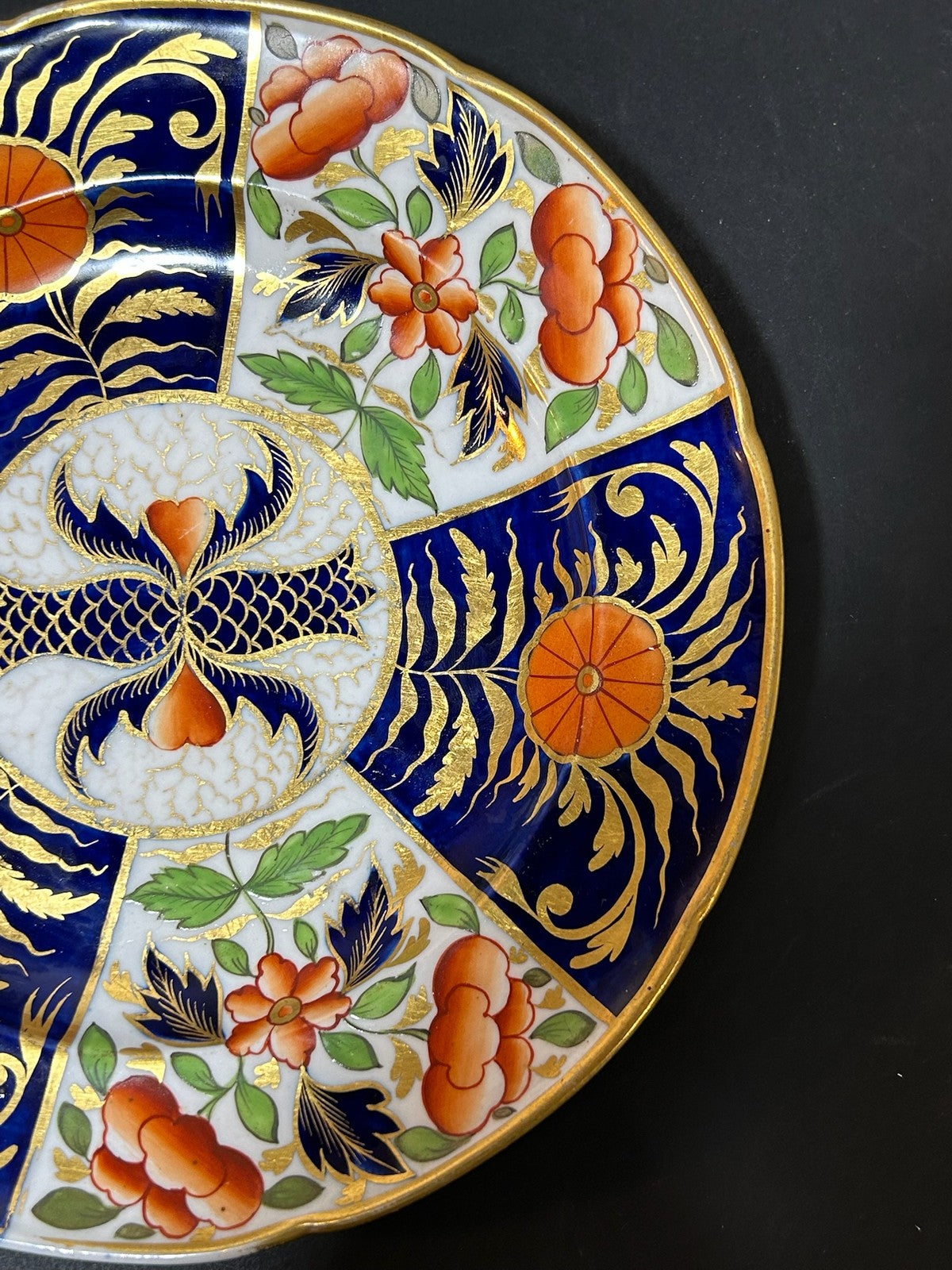 Antique English Porcelain Imari Plate Old Japan Pattern Cobalt Gilt 20cm2