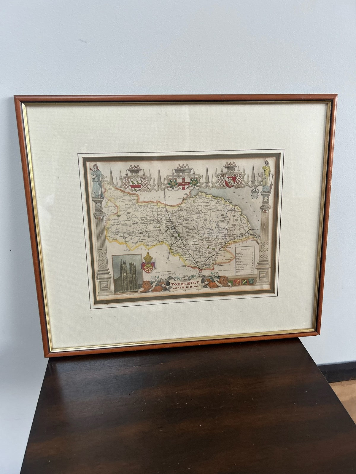 Antique Robert Morden Hand Coloured County Map Engraving Framed0