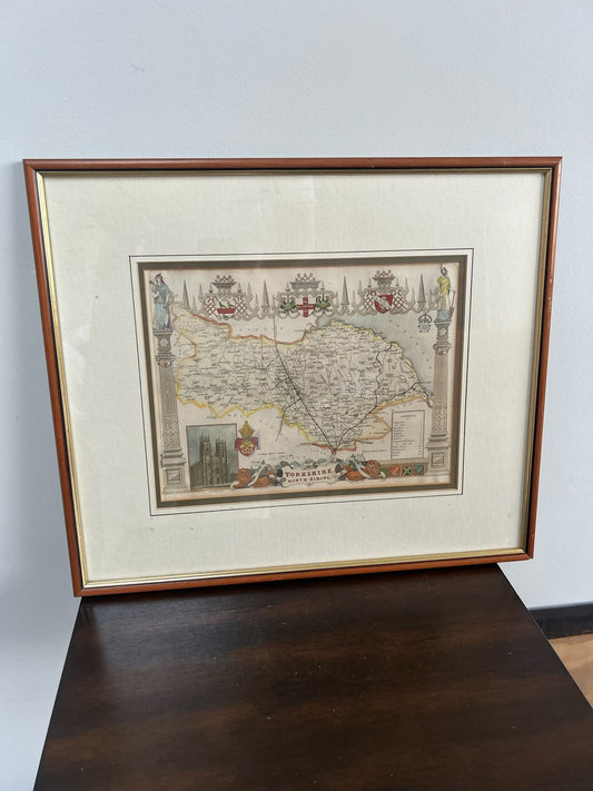 Antique Robert Morden Hand Coloured County Map Engraving Framed0
