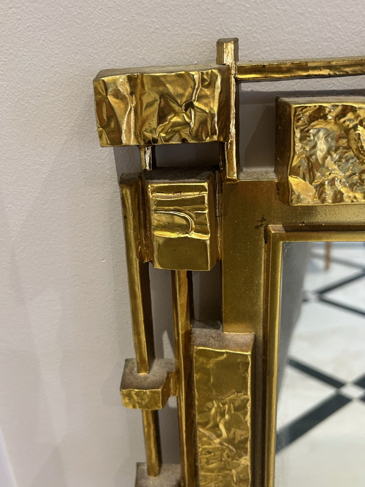 1970s Brutalist Mirror Syroco USA Mid Century Modern Hollywood Regency 106cm8