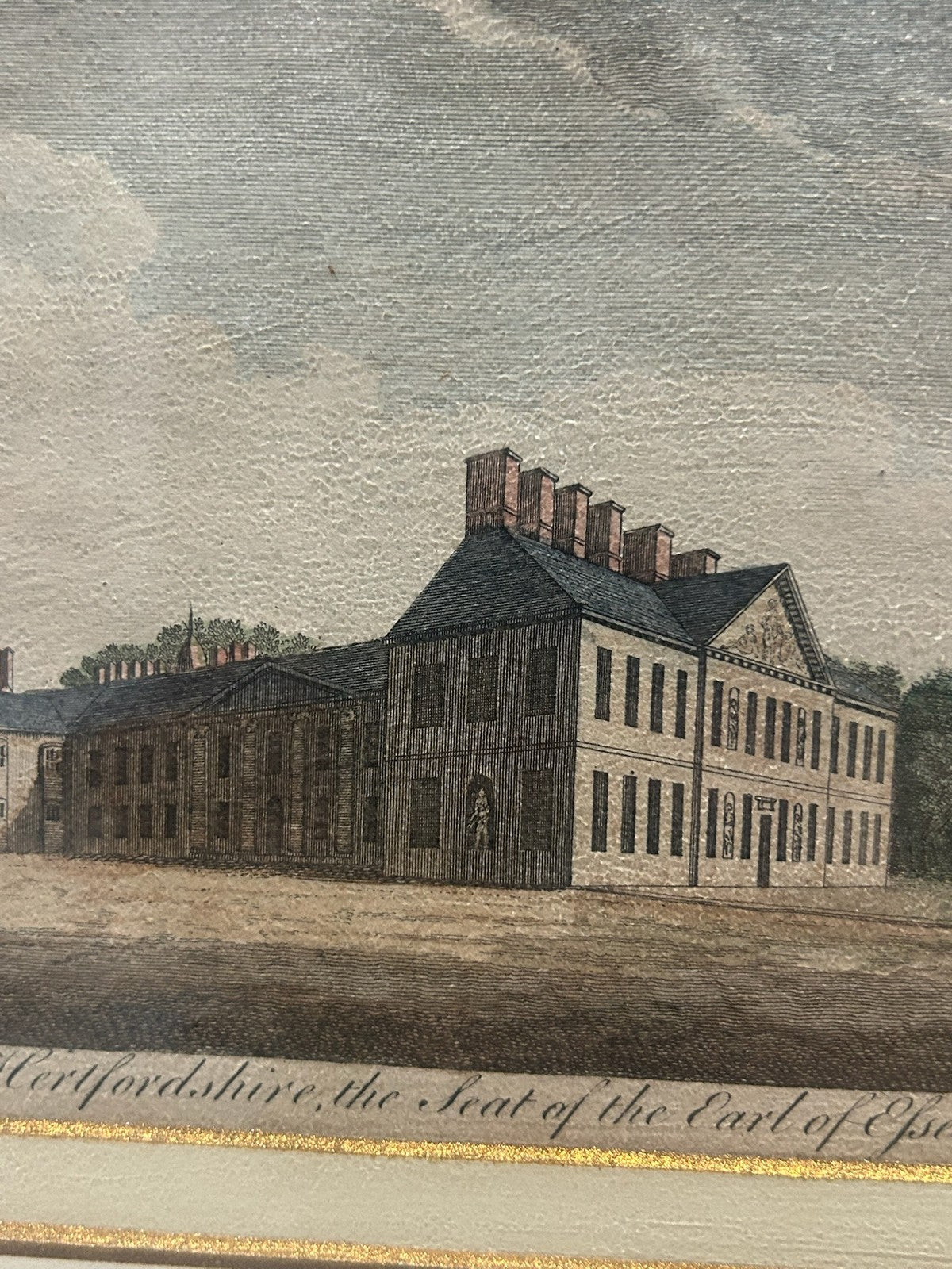 Antique Cashiobury Park Hertfordshire Hand Coloured Engraving Goadby c.17735