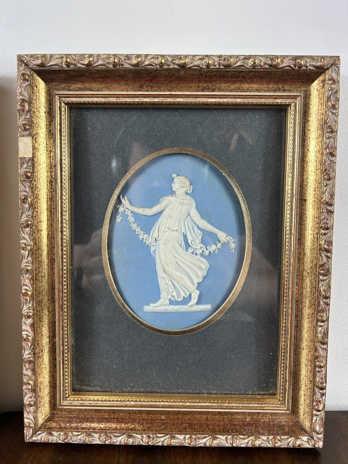 Wedgwood Pair Framed Dancing Hourse Plaques Jasperware Oval Plaques