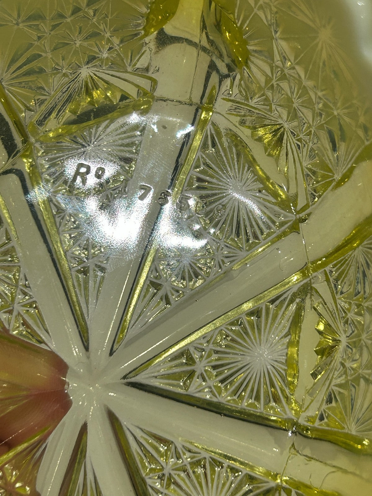 Davidson Primrose Pearline Uranium Glass Handled Dish Lady Chippendale c.18956