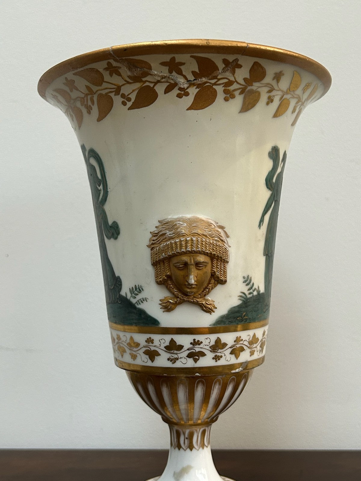 Dihl et Guerhard Paris Empire Porcelain Vase Camaieu Vert Classical Figures3