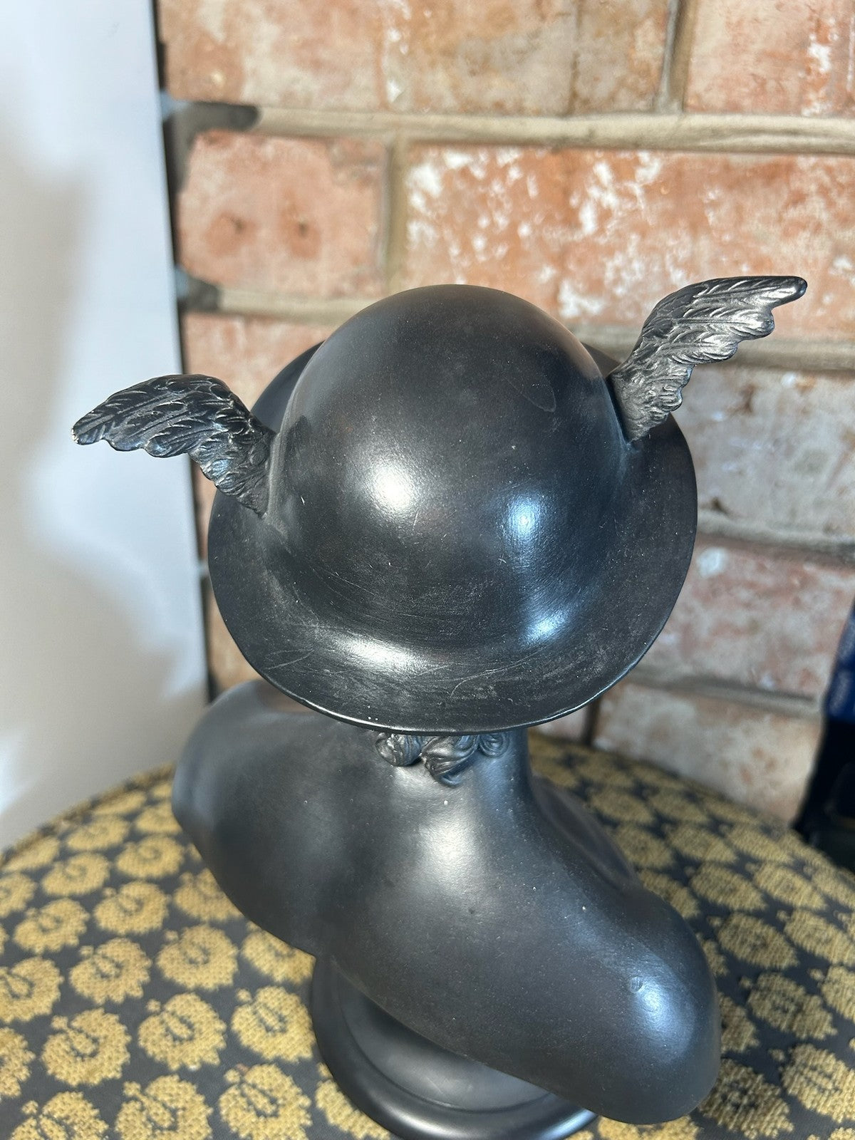 Wedgwood Black Basalt Bust of Mercury Winged Helmet on Socle Impressed Mark5