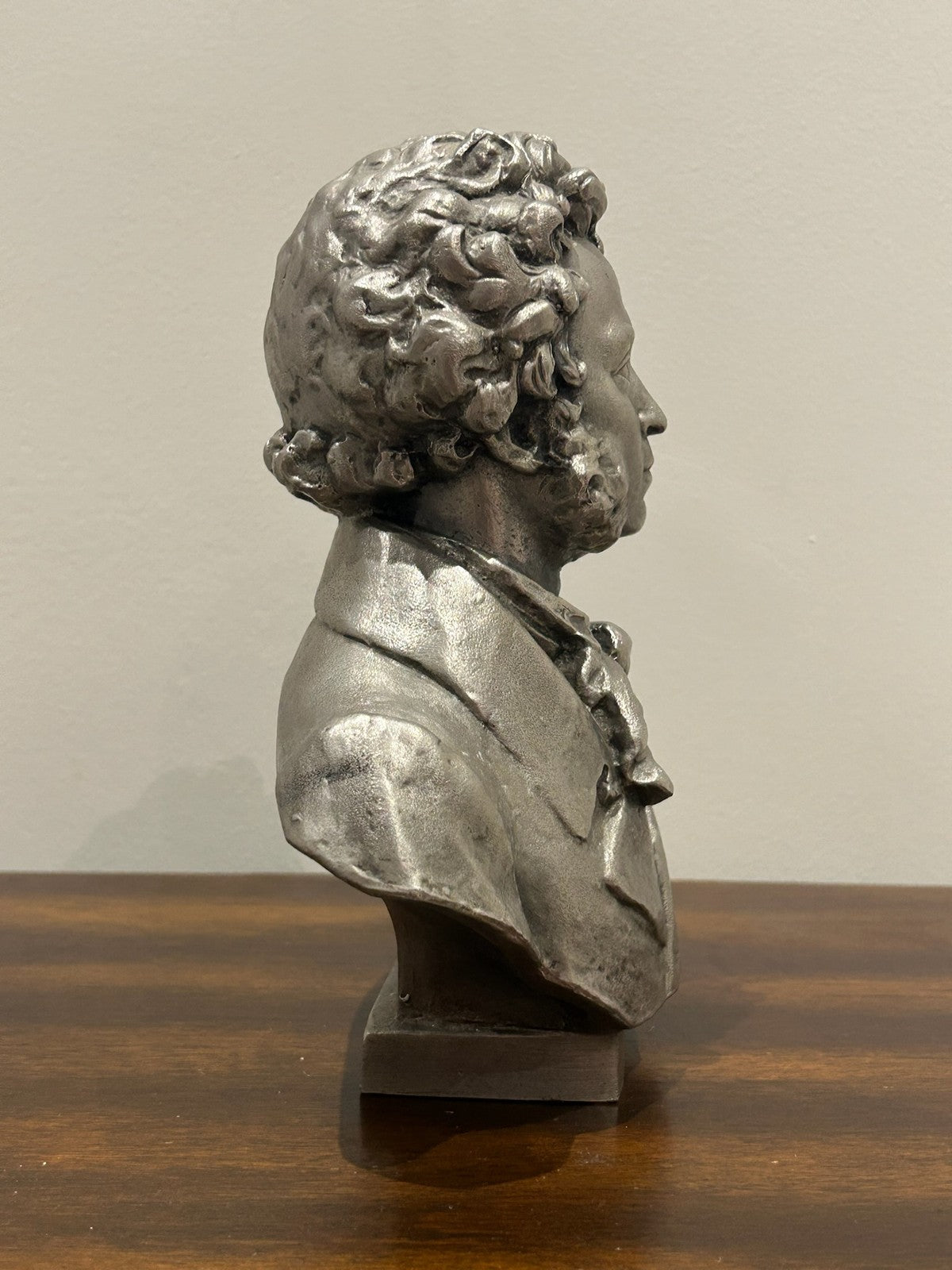 Silvered Metal Portrait Bust Alexander Pushkin Russian Poet3
