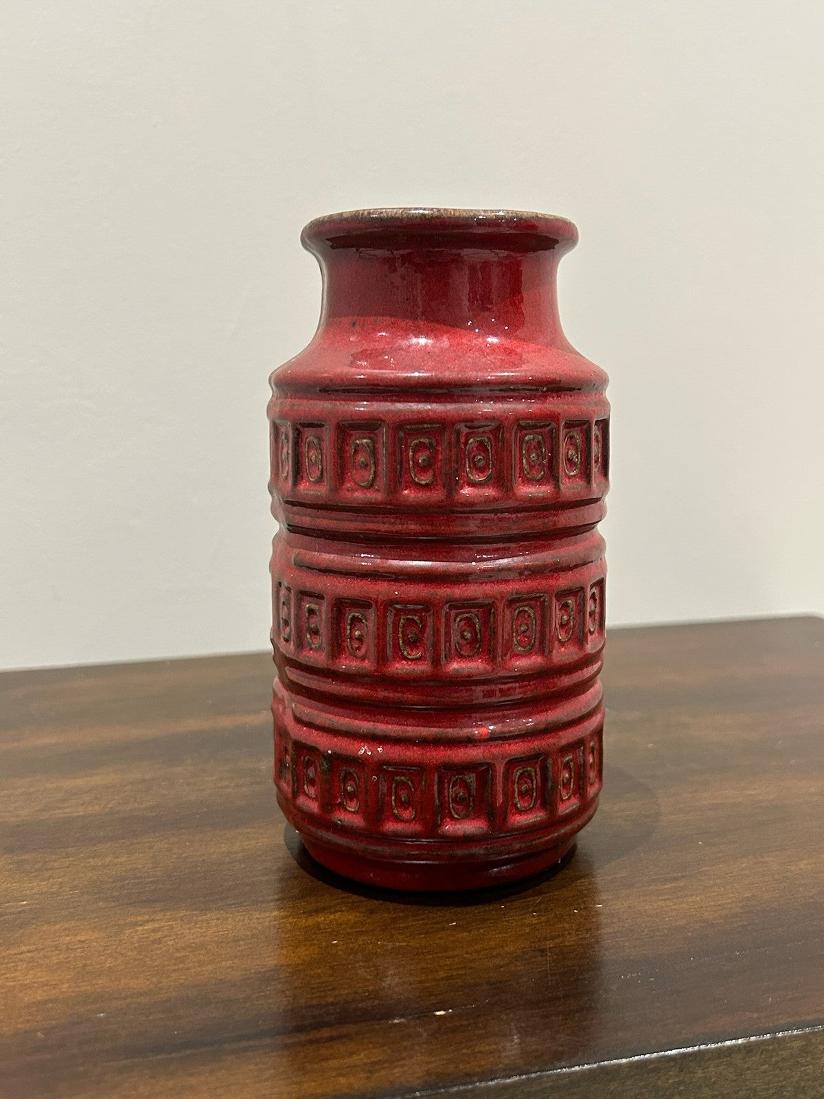 Scheurich West German Fat Lava Vase 203 15 Red Retro Pottery1