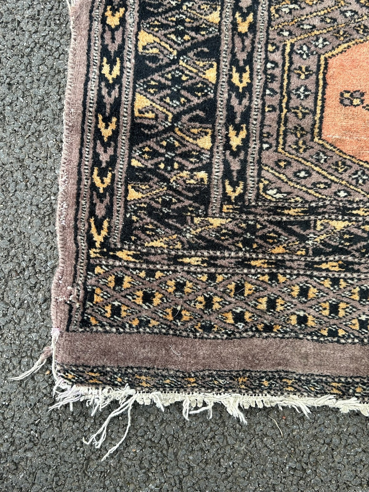 Vintage Pakistani Bokhara Prayer Rug Pushti Mat 3 Guls Hand Knotted Wool 90cm1