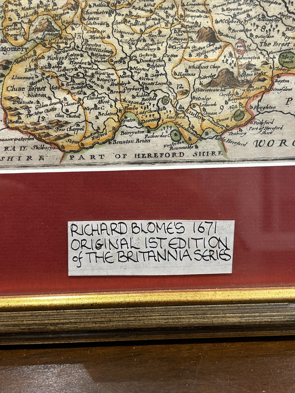 Antique Richard Blome Map of Shropshire Britannia 1673 Hand Coloured Framed4