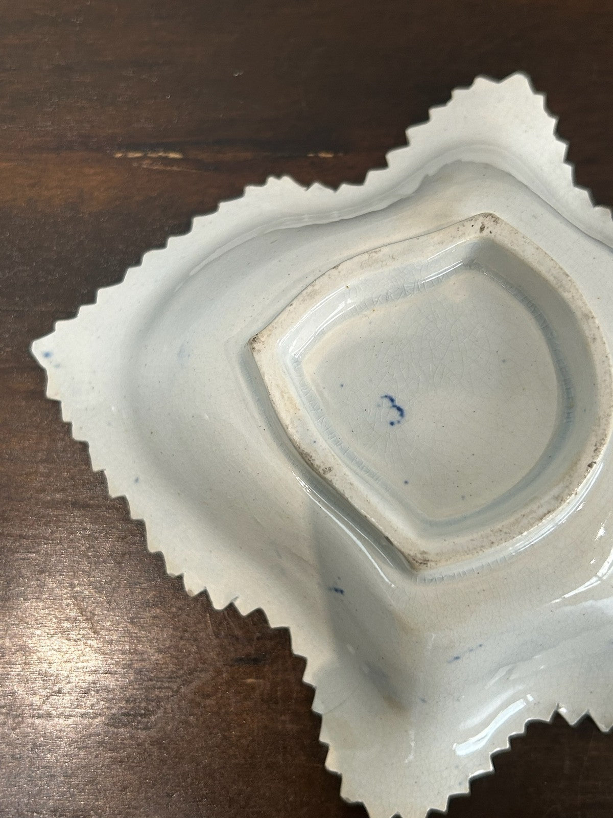 Antique 19th Century Blue White Willow Pattern Leaf Shaped Pickle Dish5