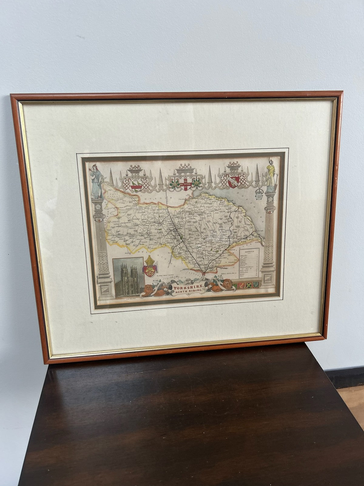 Antique Robert Morden Hand Coloured County Map Engraving Framed1