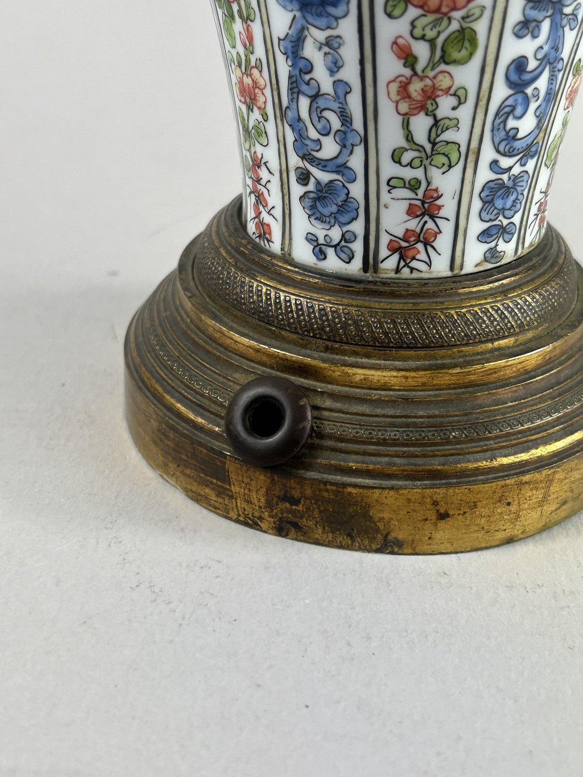 Antique Asian Imari Style Porcelain Vase Mounted as Bronze Lamp