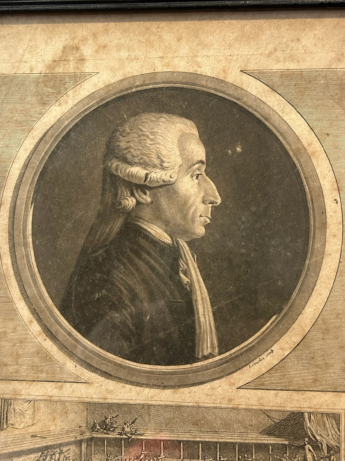Bailly Mayor of Paris French Revolution Aquatint Portrait Levachez 1798 Framed1