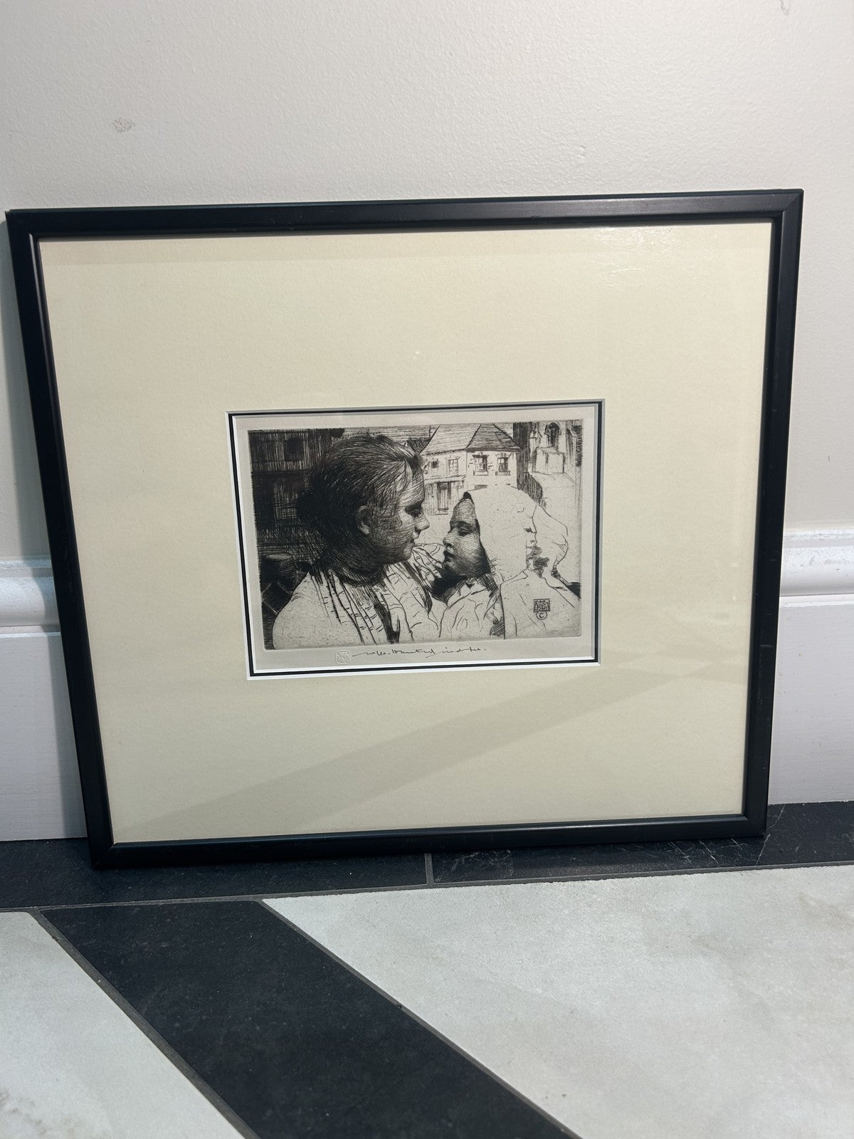 William LeeHankey — Drypoint Etching — Mother & Infant Town Square0