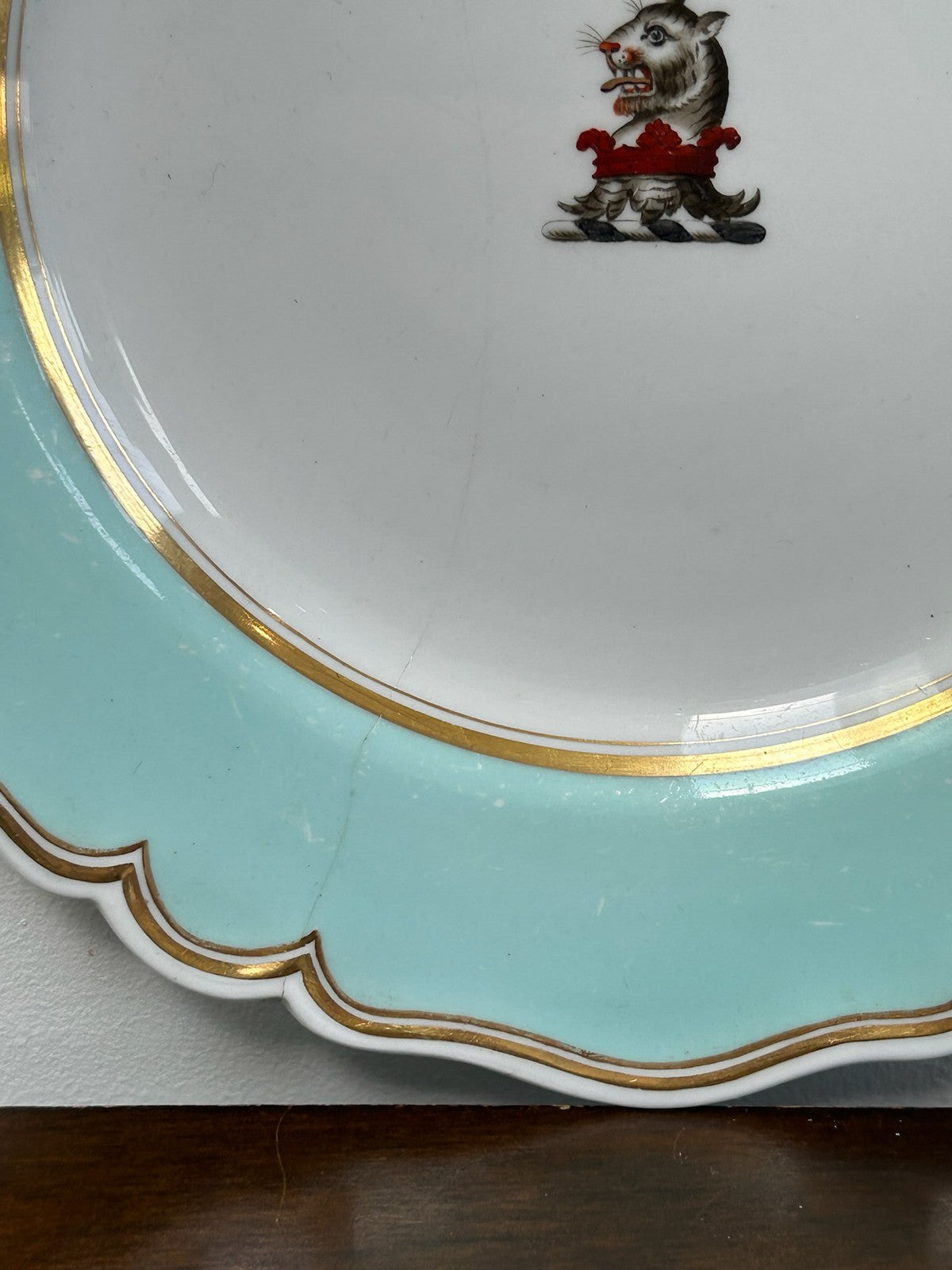 Flight Barr & Barr Worcester Crested Plate Turquoise Border Gilt c.18203