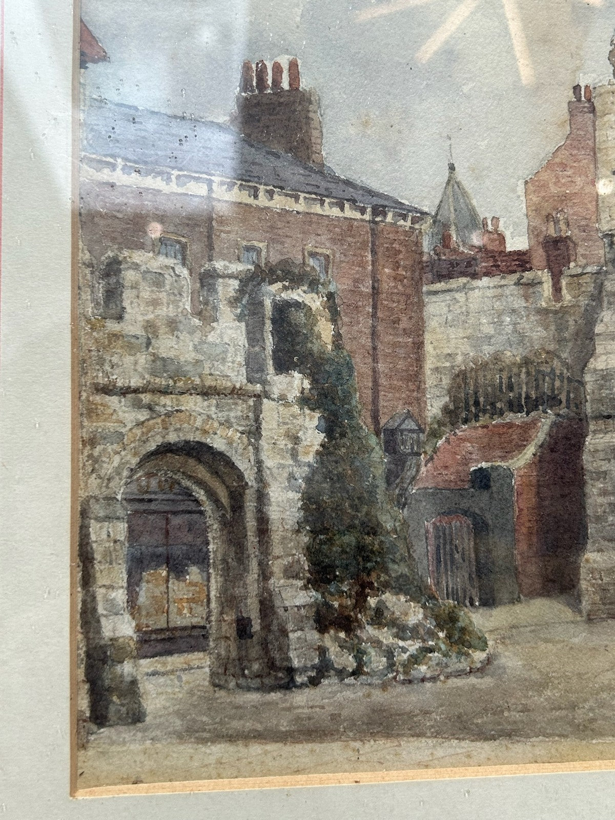 Antique Victorian Watercolour York Minster & City Walls Framed5