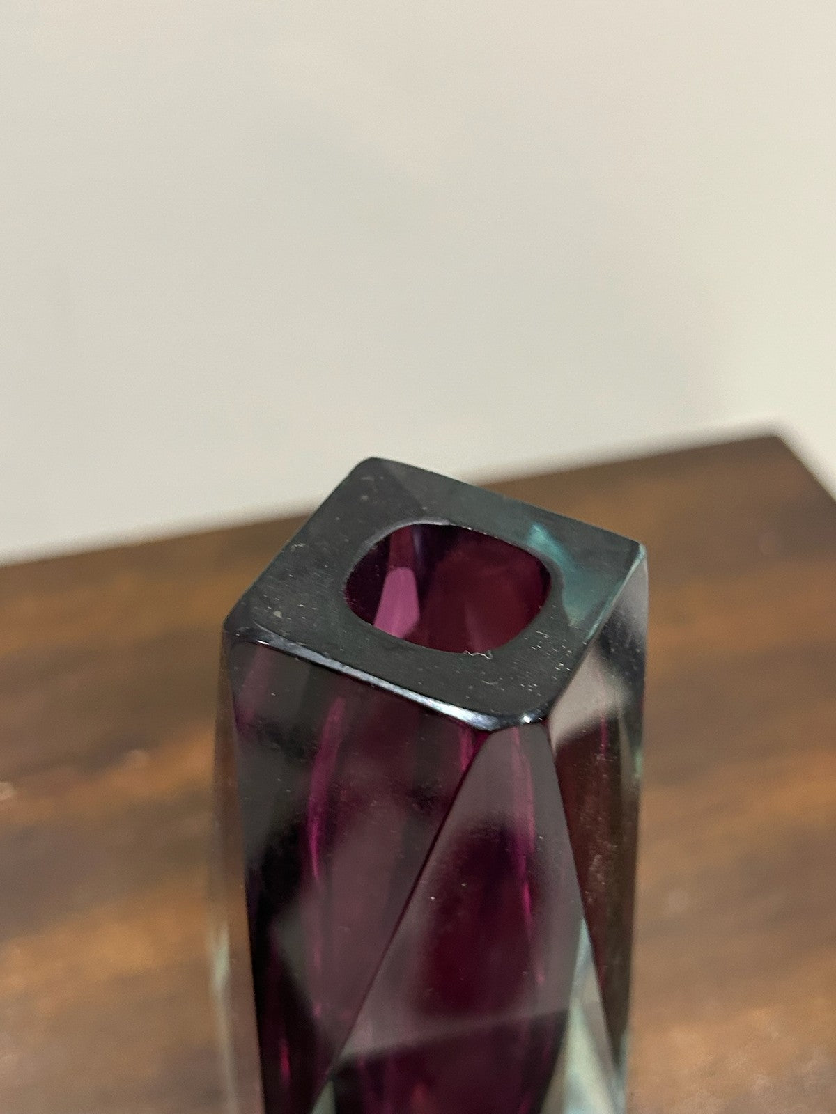 Murano Sommerso Faceted Glass Vase Amethyst Purple Mid Century5