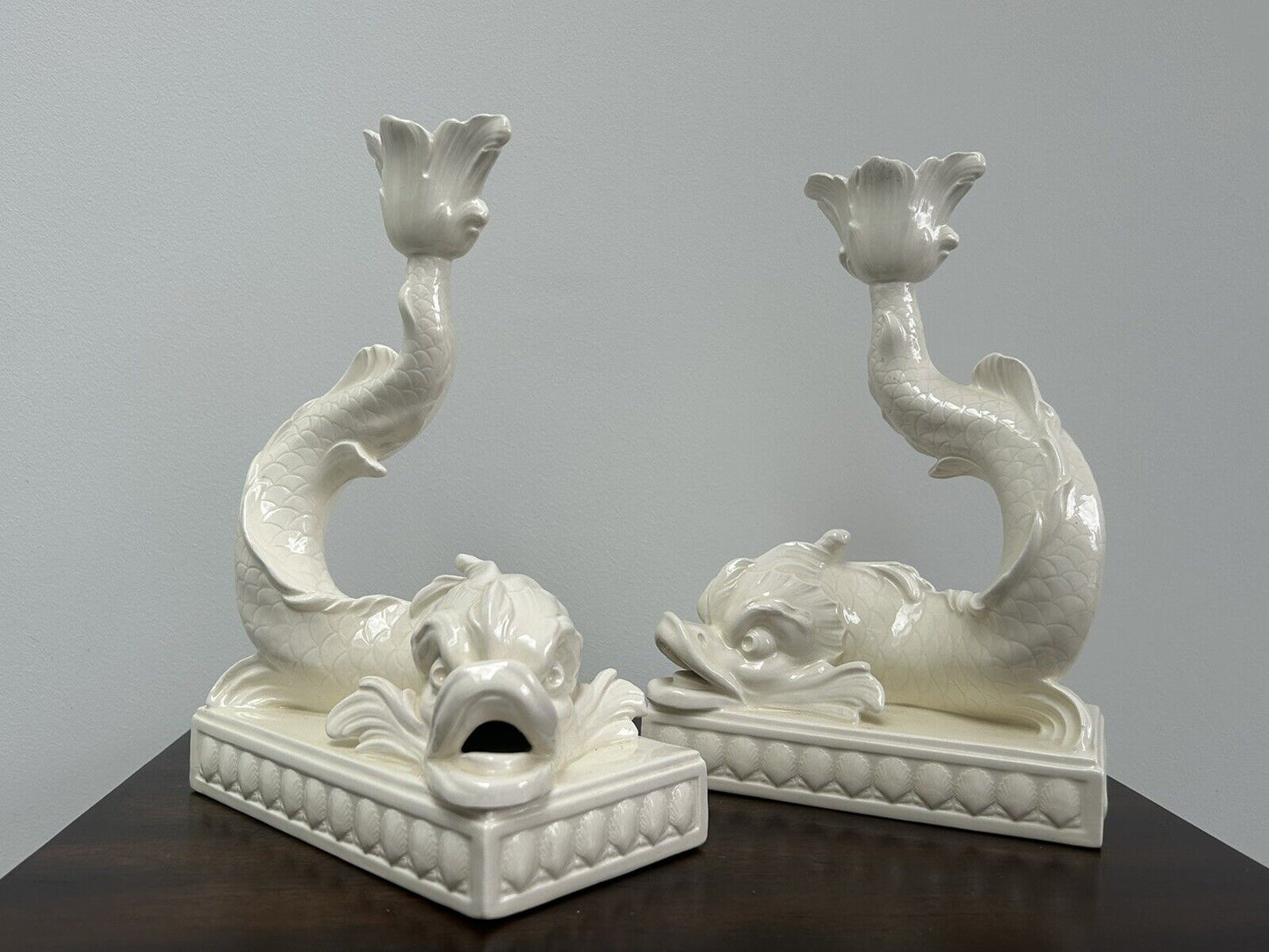 Wedgwood Pair Dolphin Candlesticks Porcelain Wedgwood Set