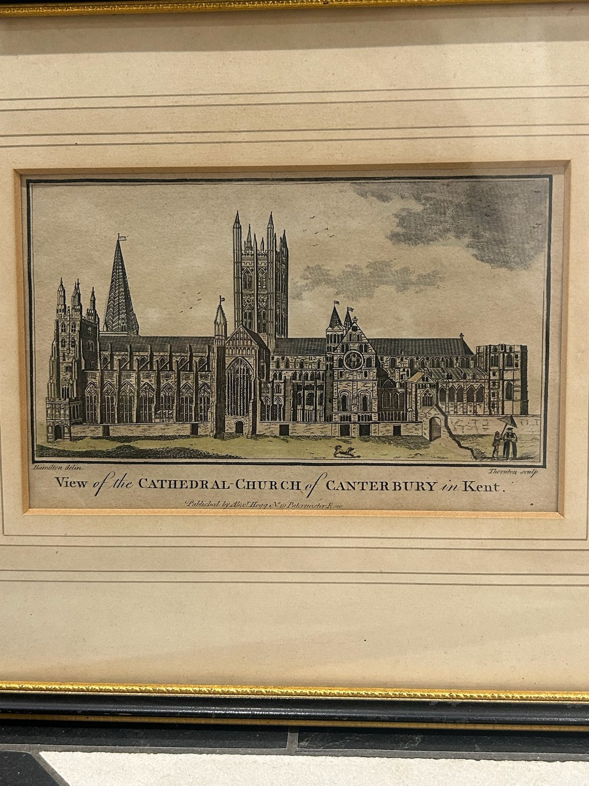 Archbishop Michael Ramsey Signed Canterbury Cathedral Engraving Hogg c.17841