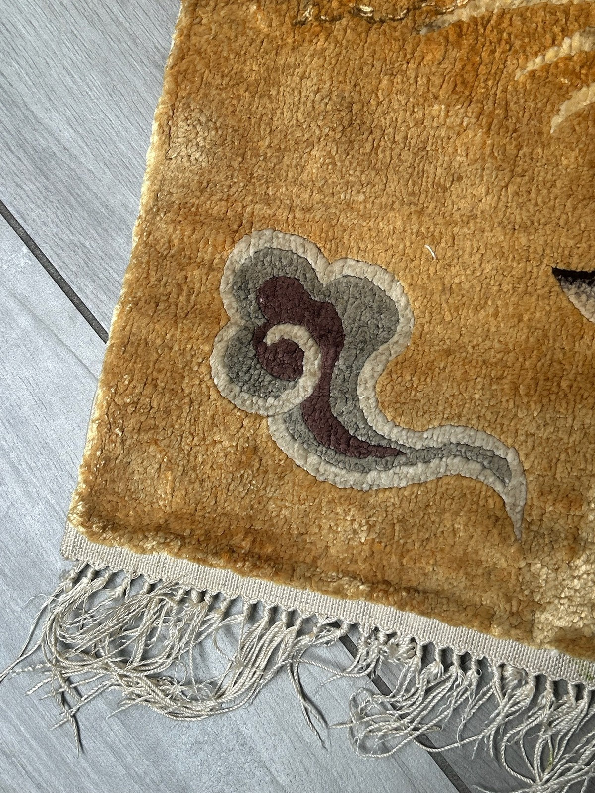 Antique Handwoven Miniature Carpet Rug Square Wall Panel3