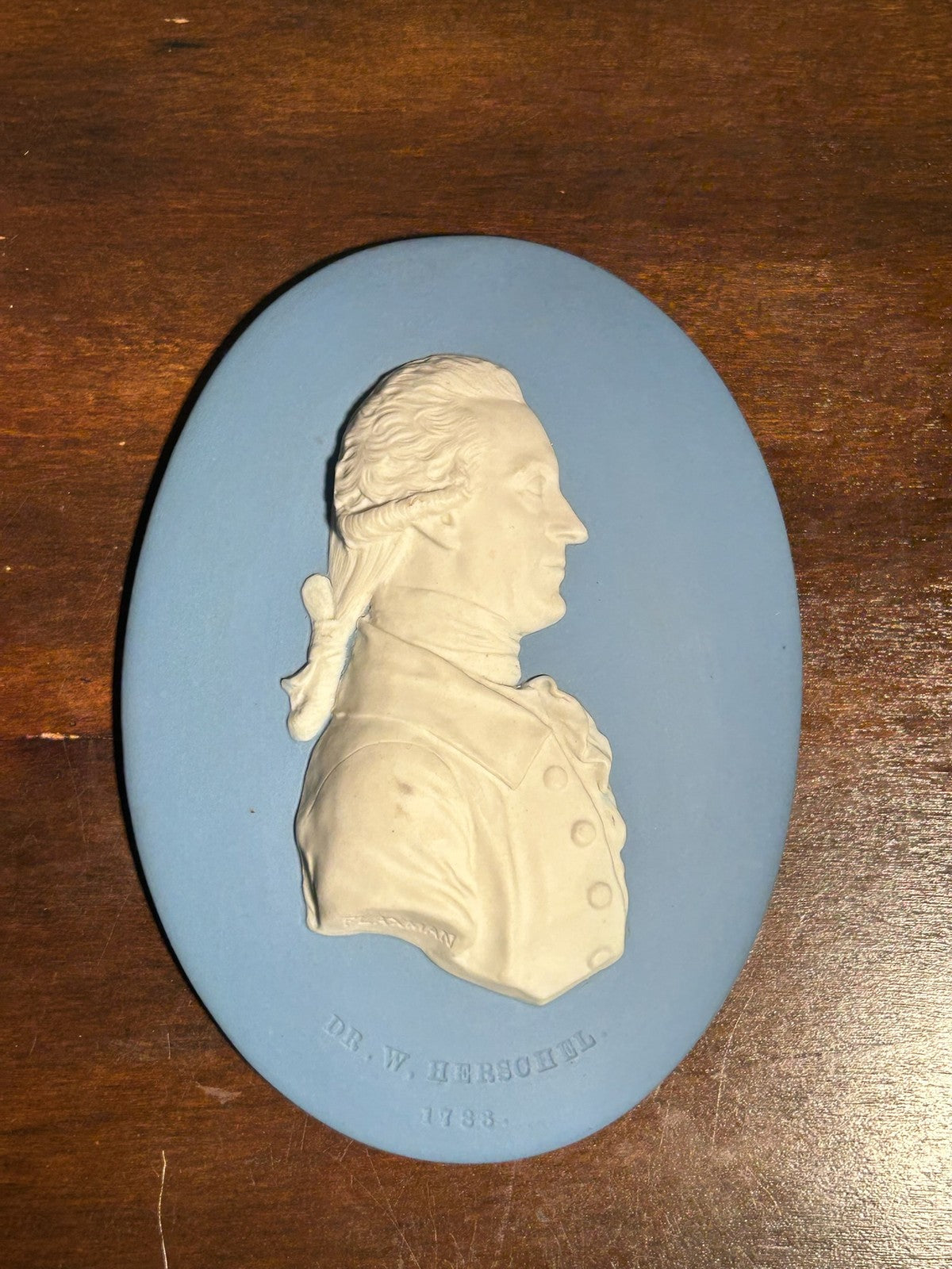 Antique 18thC Wedgwood Jasper Portrait Medallion William Herschel Flaxman 17831