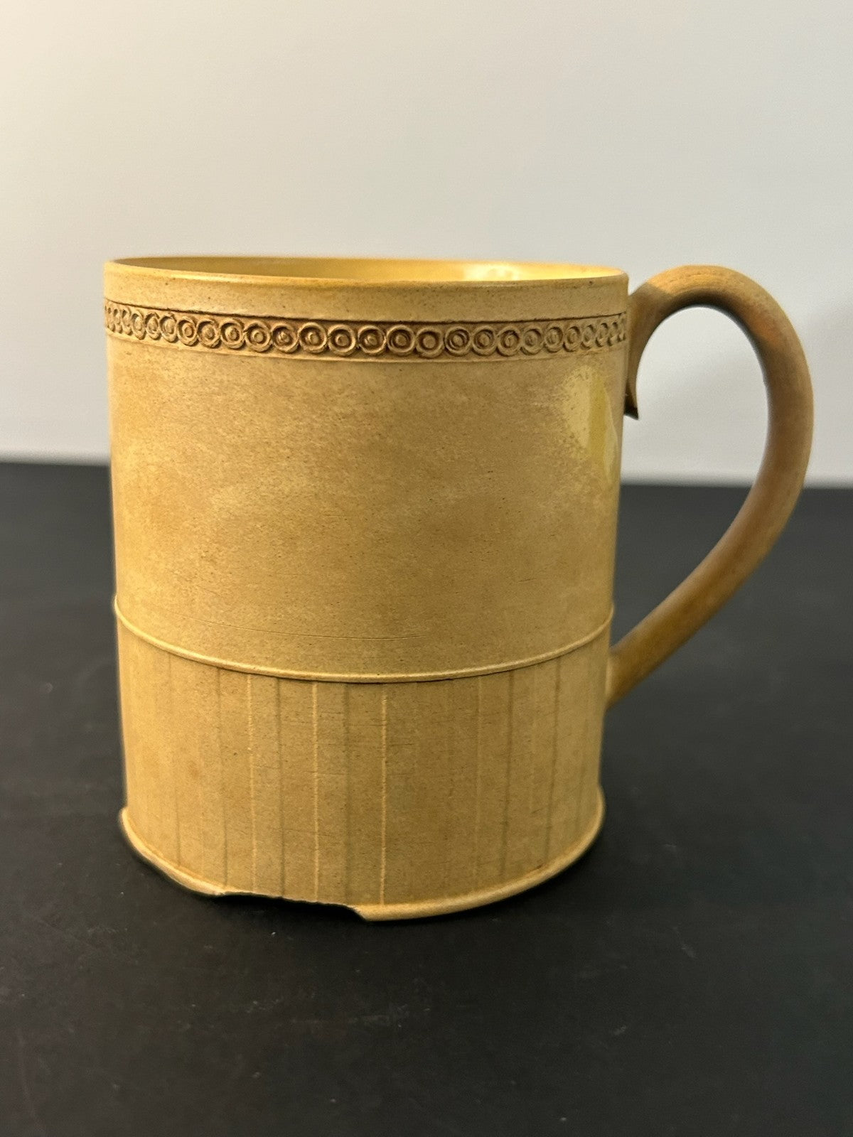 Antique English Caneware Cup c1800 1820 Engine Turned Basketweave 8cm A/F2
