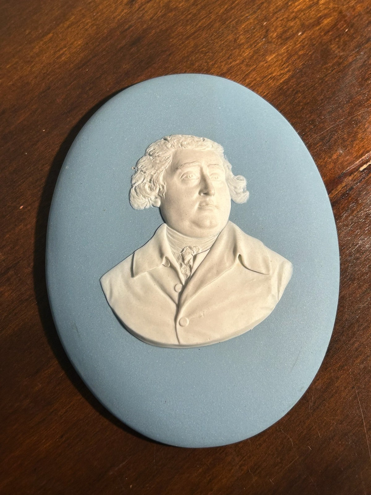 Antique 18thC Wedgwood Blue Jasper Portrait Medallion Charles James Fox0