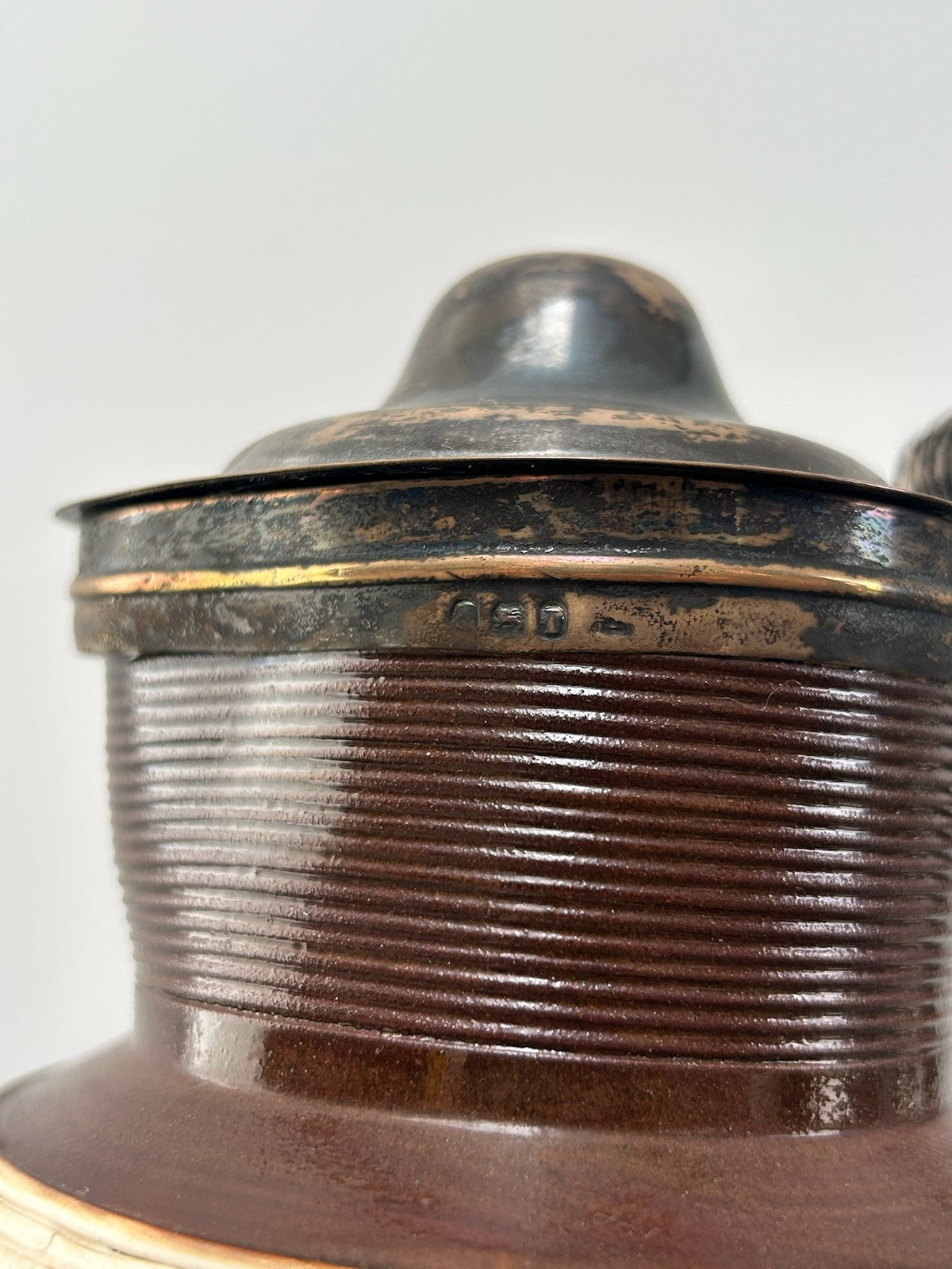 Turner Stoneware Jug Silver Lid 19cm Sprigged Relief Antique Georgian c18008