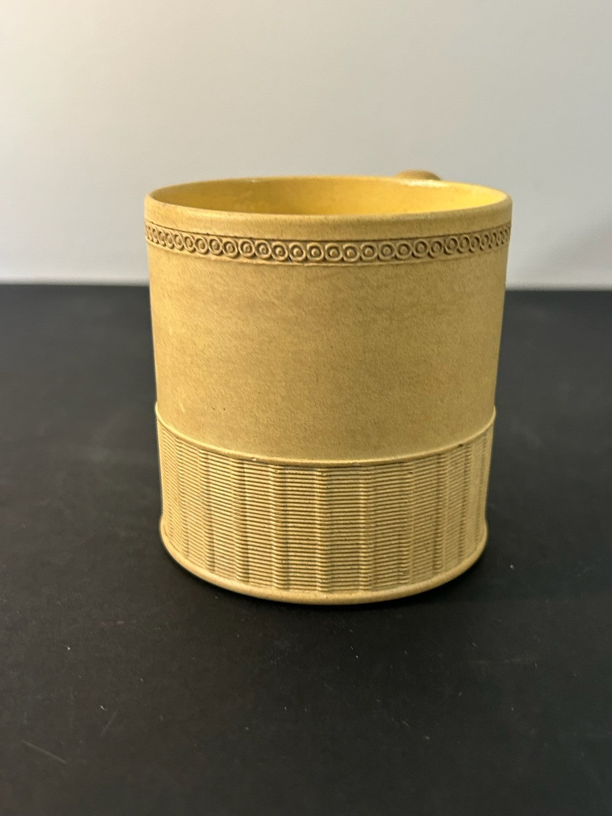 Antique English Caneware Cup c1800 1820 Engine Turned Basketweave 8cm1