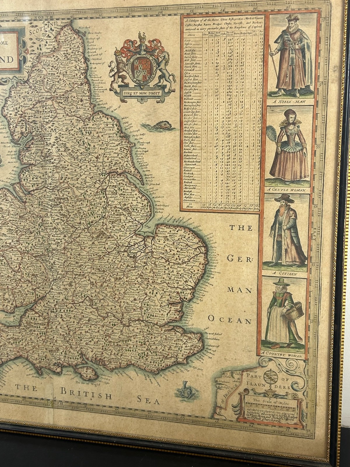 John Speed Kingdome of England 1646 Abraham Goos Carte a Figures Map Hand Colour8
