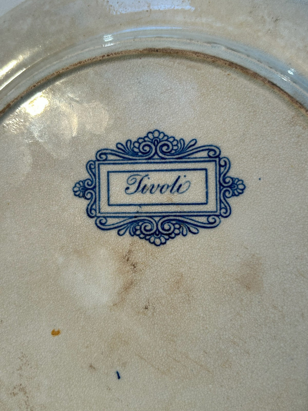Antique Staffordshire Blue White Plate Tivoli Pattern Marked c1820 Transferware7
