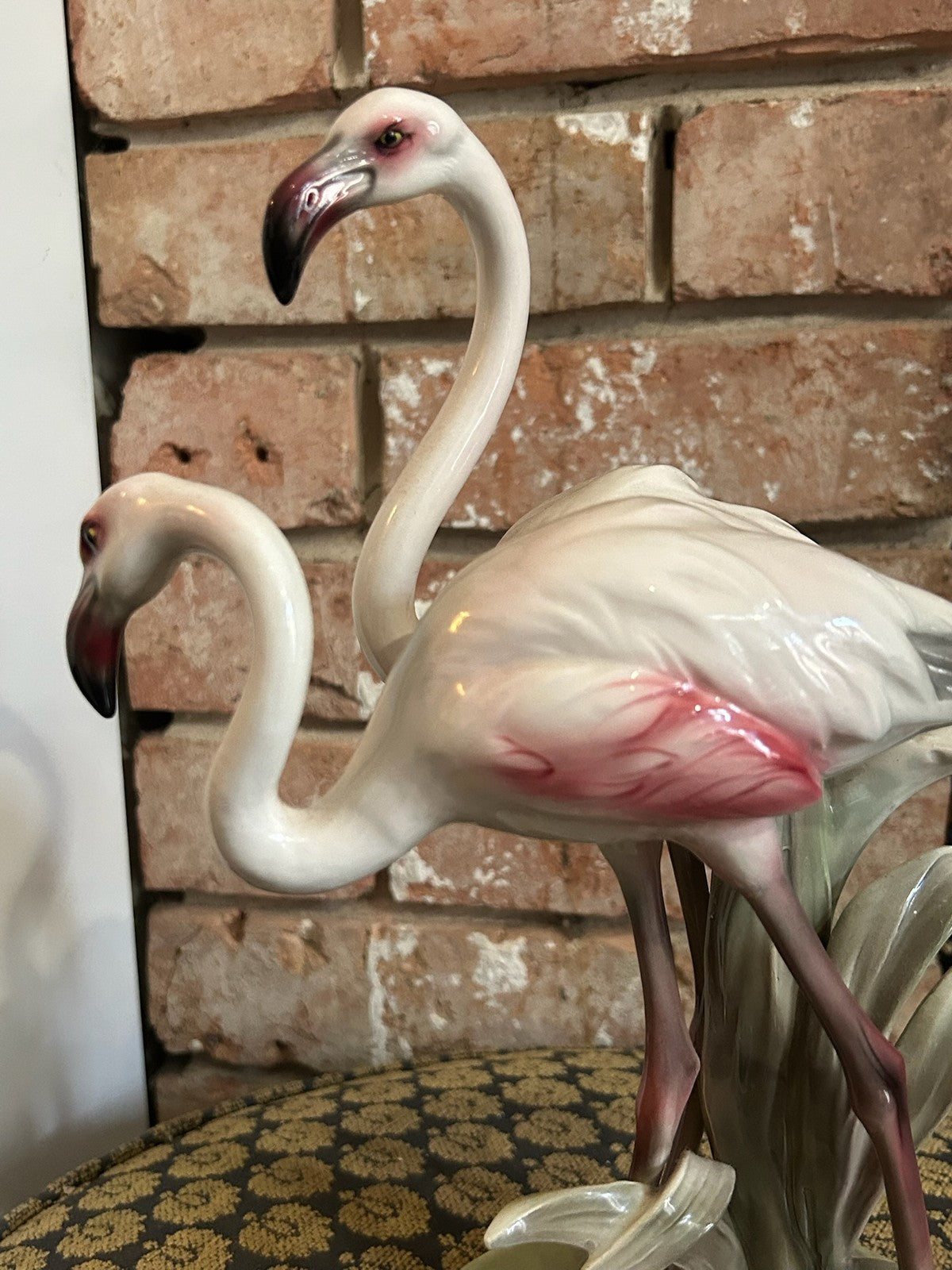 Vintage Austrian Ceramic Flamingo Group Figure Three Flamingos Made in Austria16