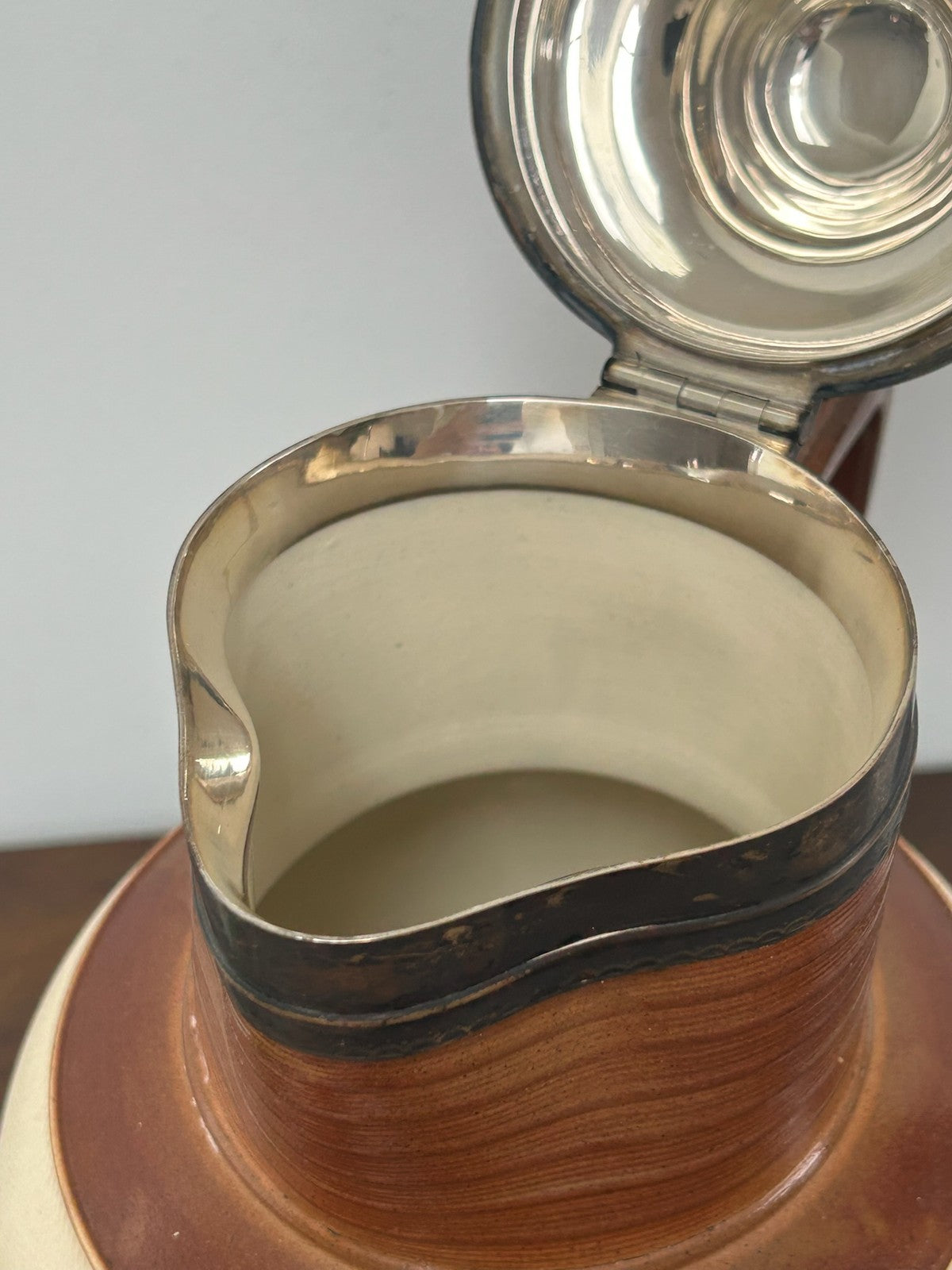 Large Turner Stoneware Jug Silver Lid 25cm c1800 Sprigged Hunting Georgian7