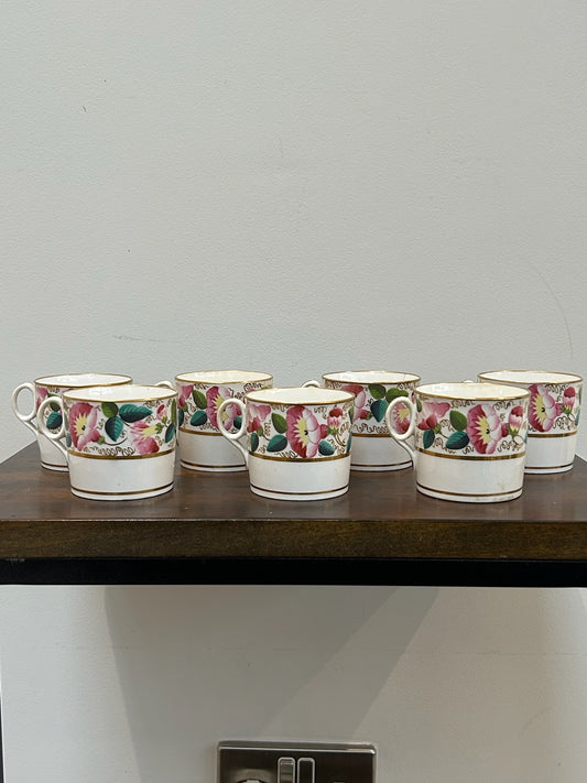 Set 7 Early 19th Century English Porcelain Coffee Cans c.1810 Possibly New Hall0