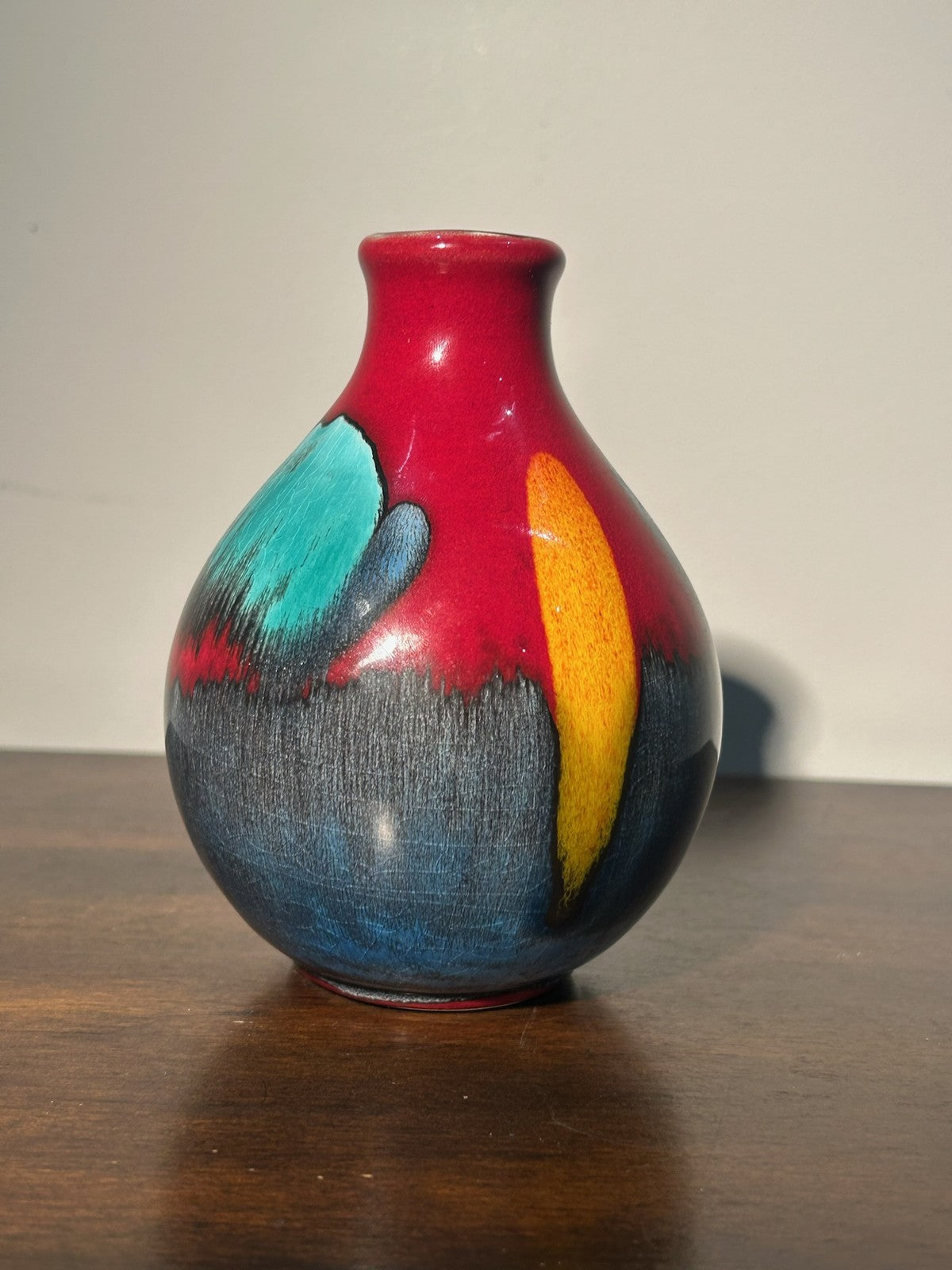 Poole Pottery Bud Vase Living Glaze Hand Decorated English Studio 13cm1