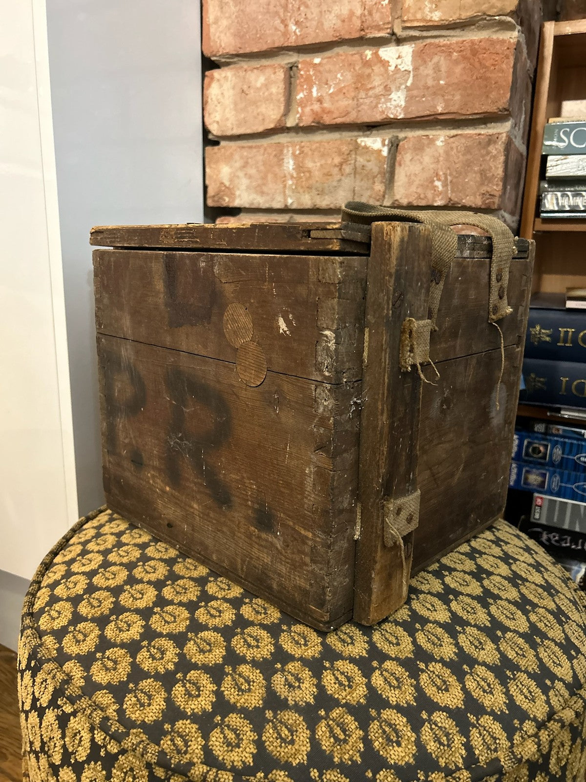 Vintage Wooden Crate Box Stencilled Letters 1951 Rustic Storage Industrial3
