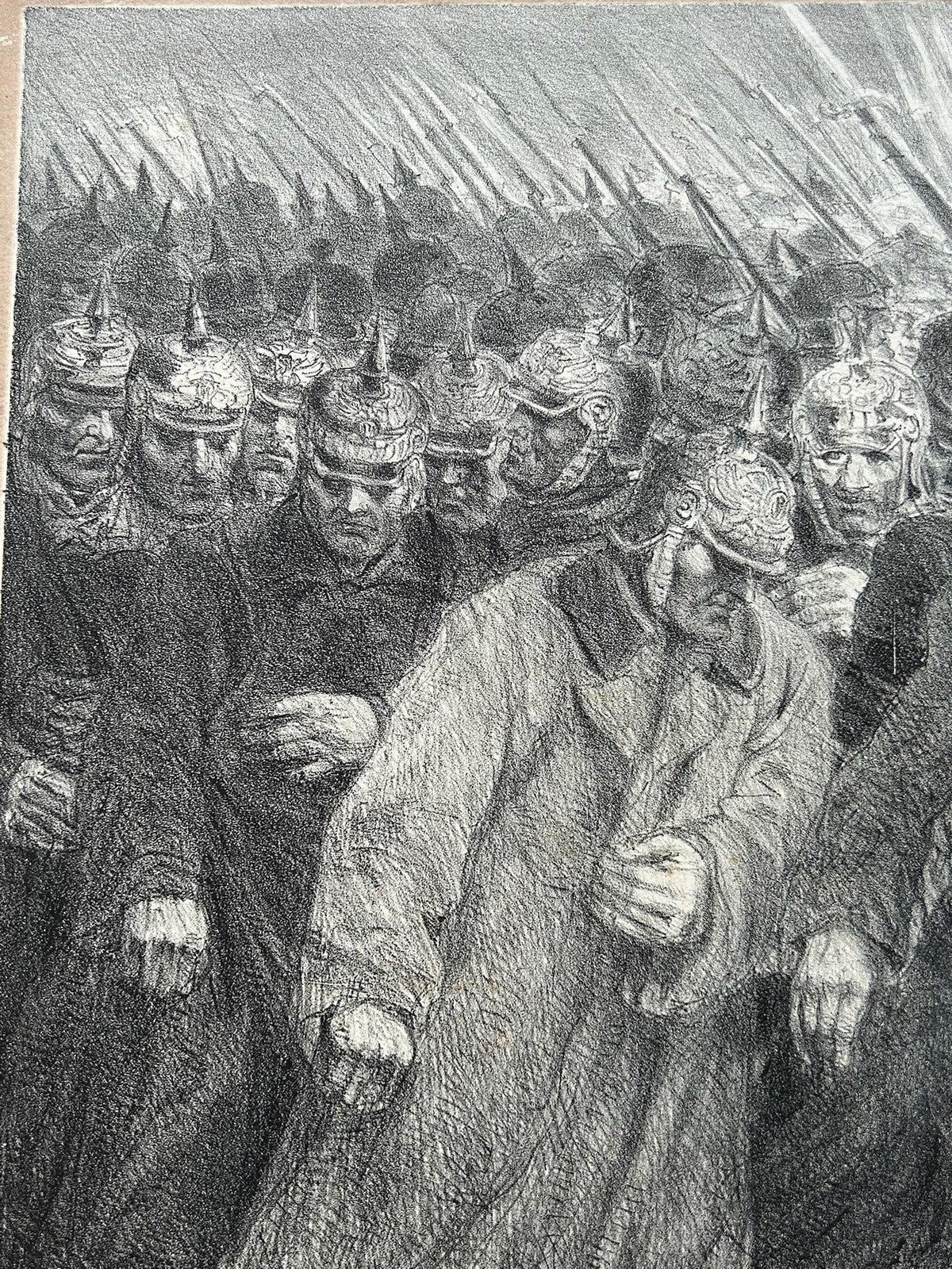 Henry de Groux Signed WWI Lithograph German Soldiers Driving Civilians Remarque5