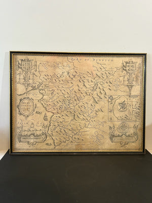 John Speed Merionethshire Antique Map 1676 Bassett & Chiswell Edition Framed