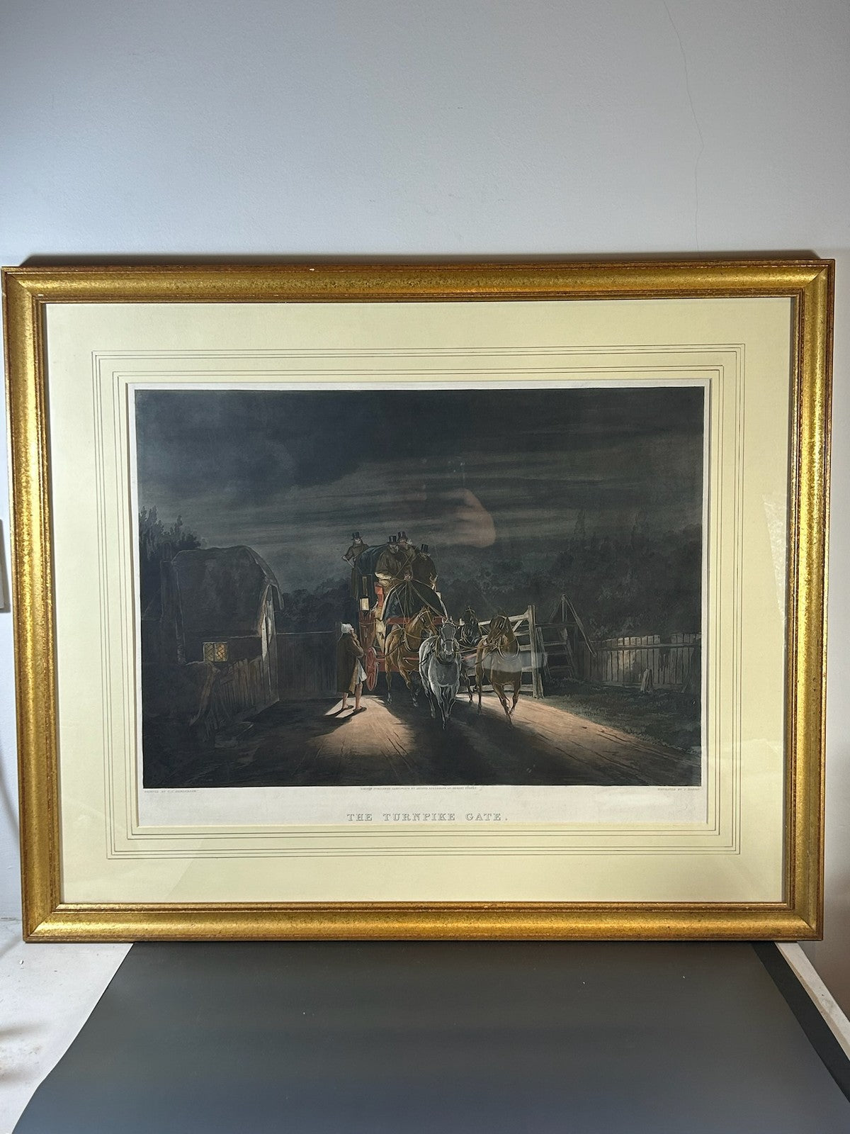 The Turnpike Gate Coaching Aquatint Henderson J Harris Ackermann 1879 Coloured1