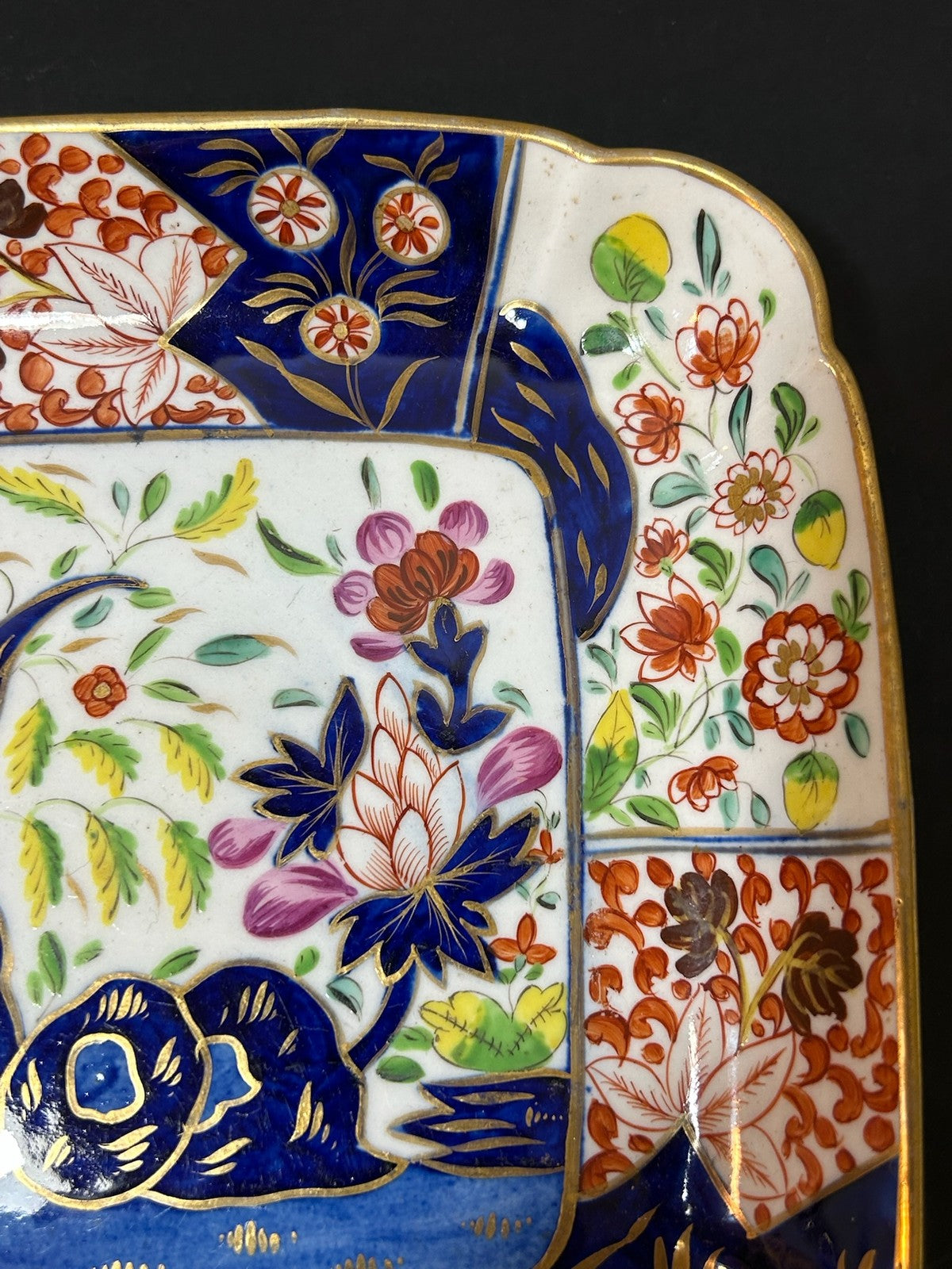 Antique Money Tree Pattern Imari Stone China Square Dish Blue Seal Mark 21cm3