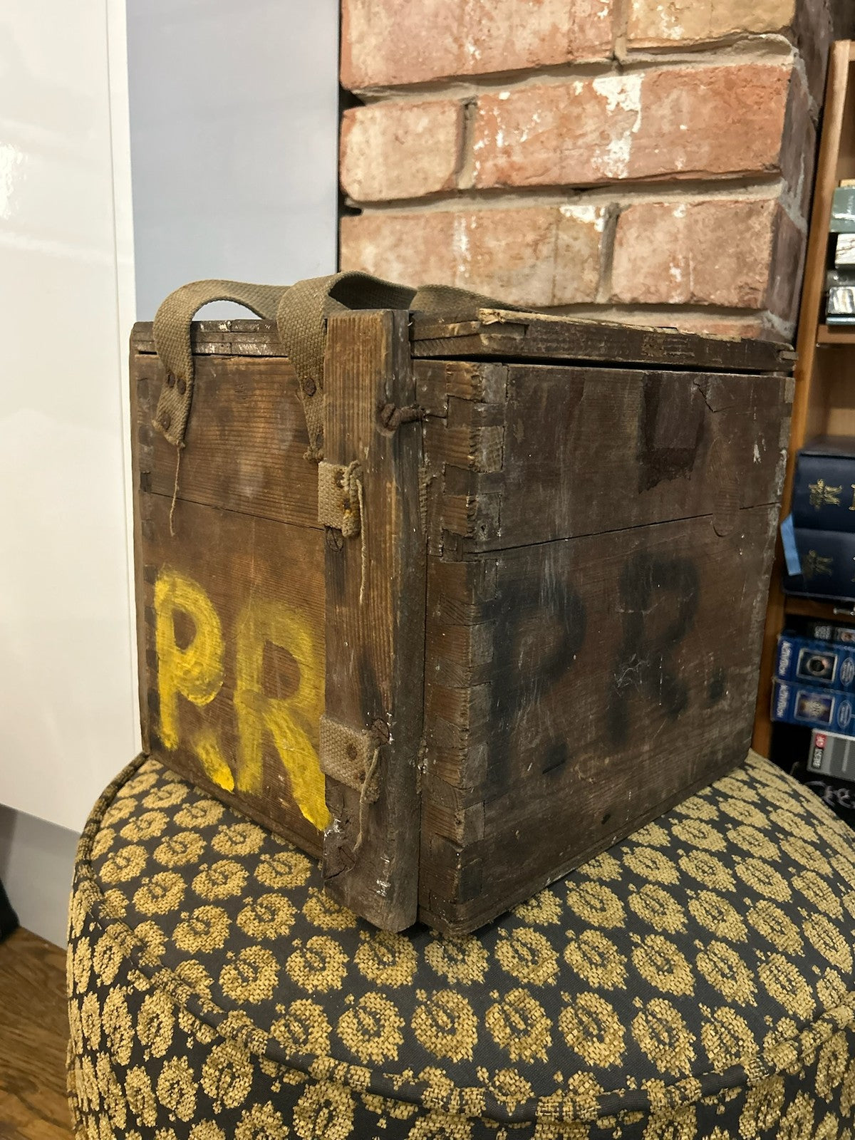 Vintage Wooden Crate Box Stencilled Letters 1951 Rustic Storage Industrial4