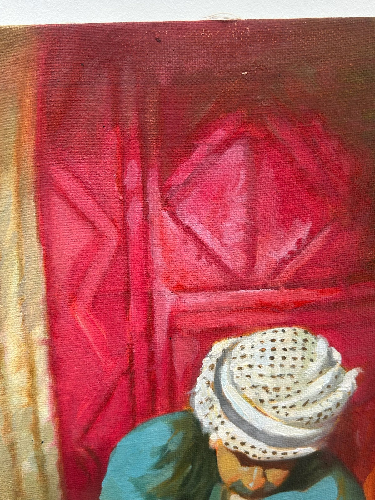 Orientalist Oil Painting Figure with Textiles Merchant Scene Signed7