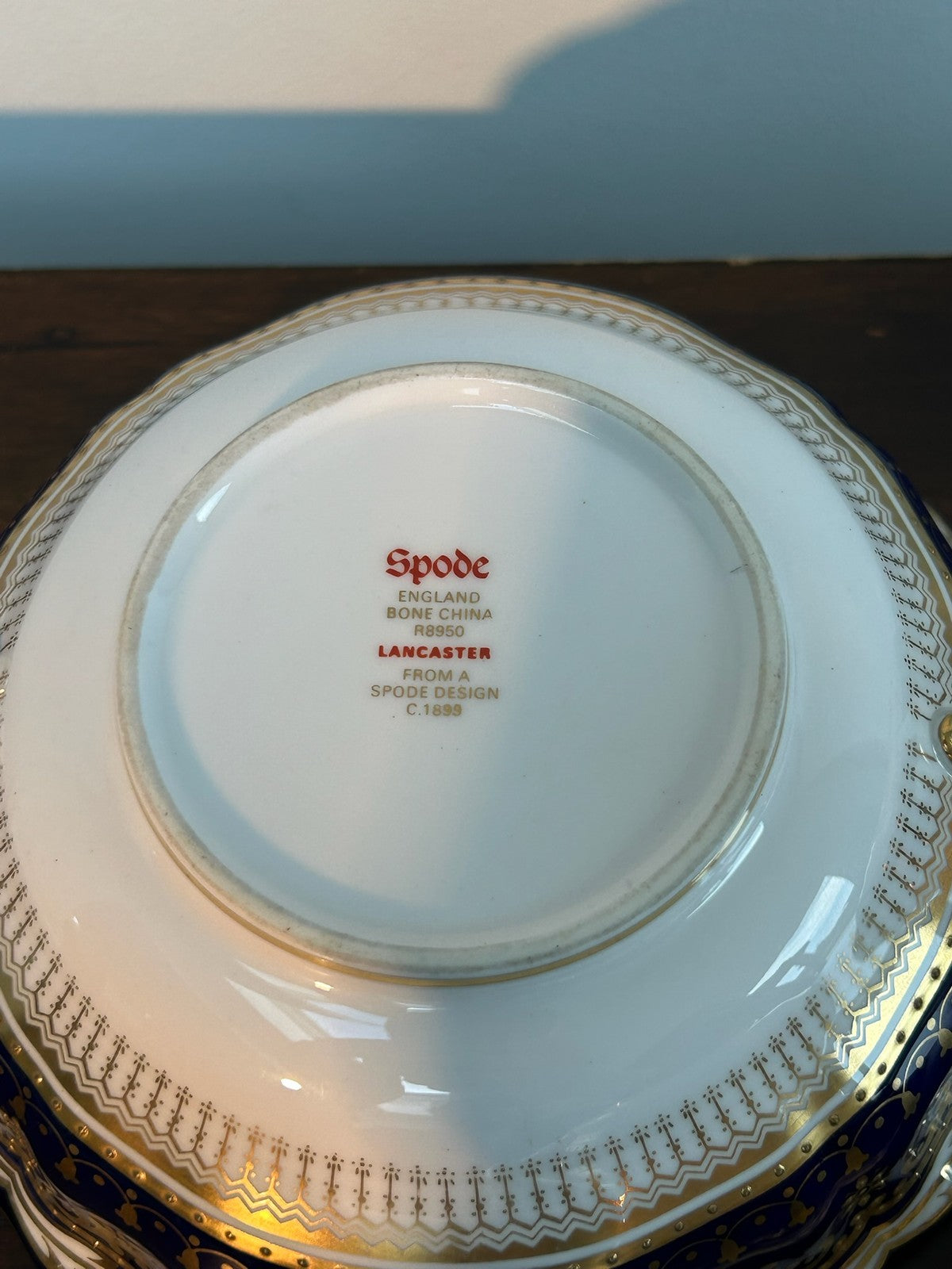 Spode Lancaster R8950 Cobalt Blue Gilt Bone China Cream Soup Bowls Set of Three6