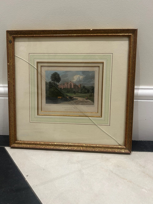 Antique Cashiobury Hertfordshire Gothic Revival Engraving Neale Watkins c.18200