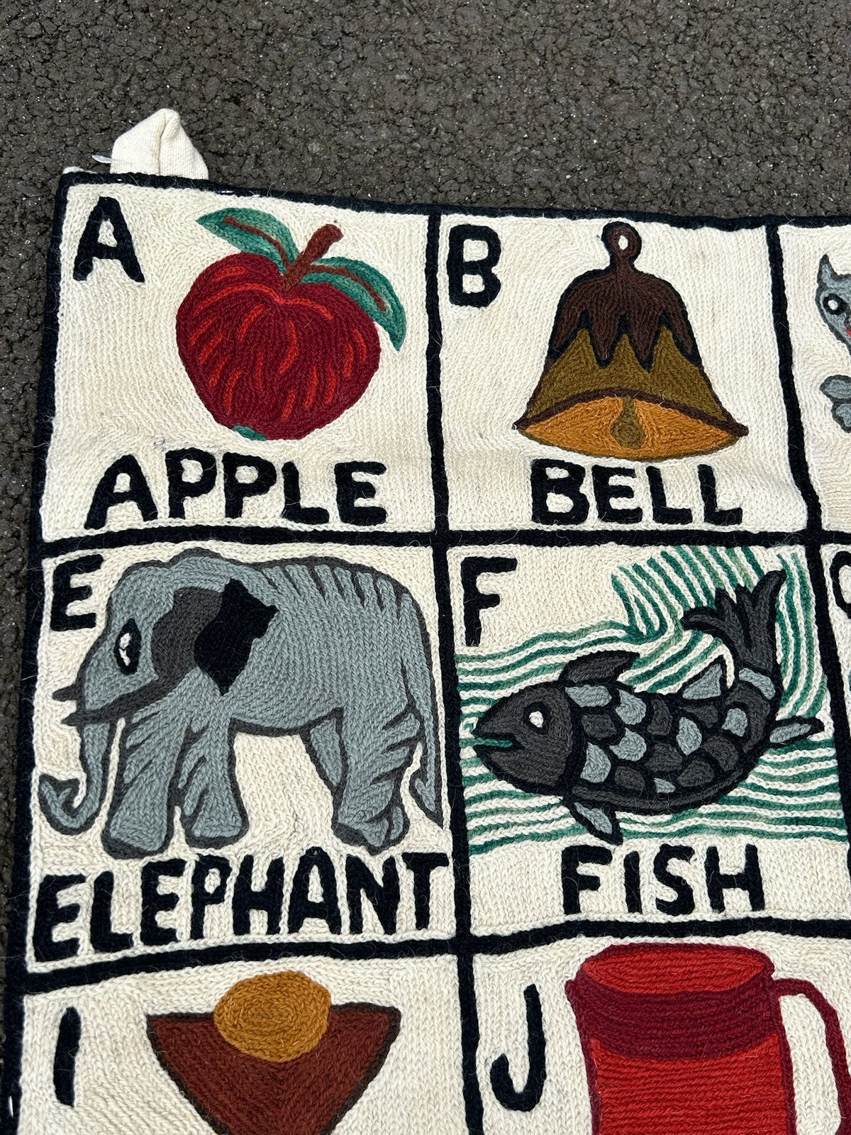 Handwoven Folk Nursery Alphabet ABC Embroidered Wool Tapestry Wall Hanging3