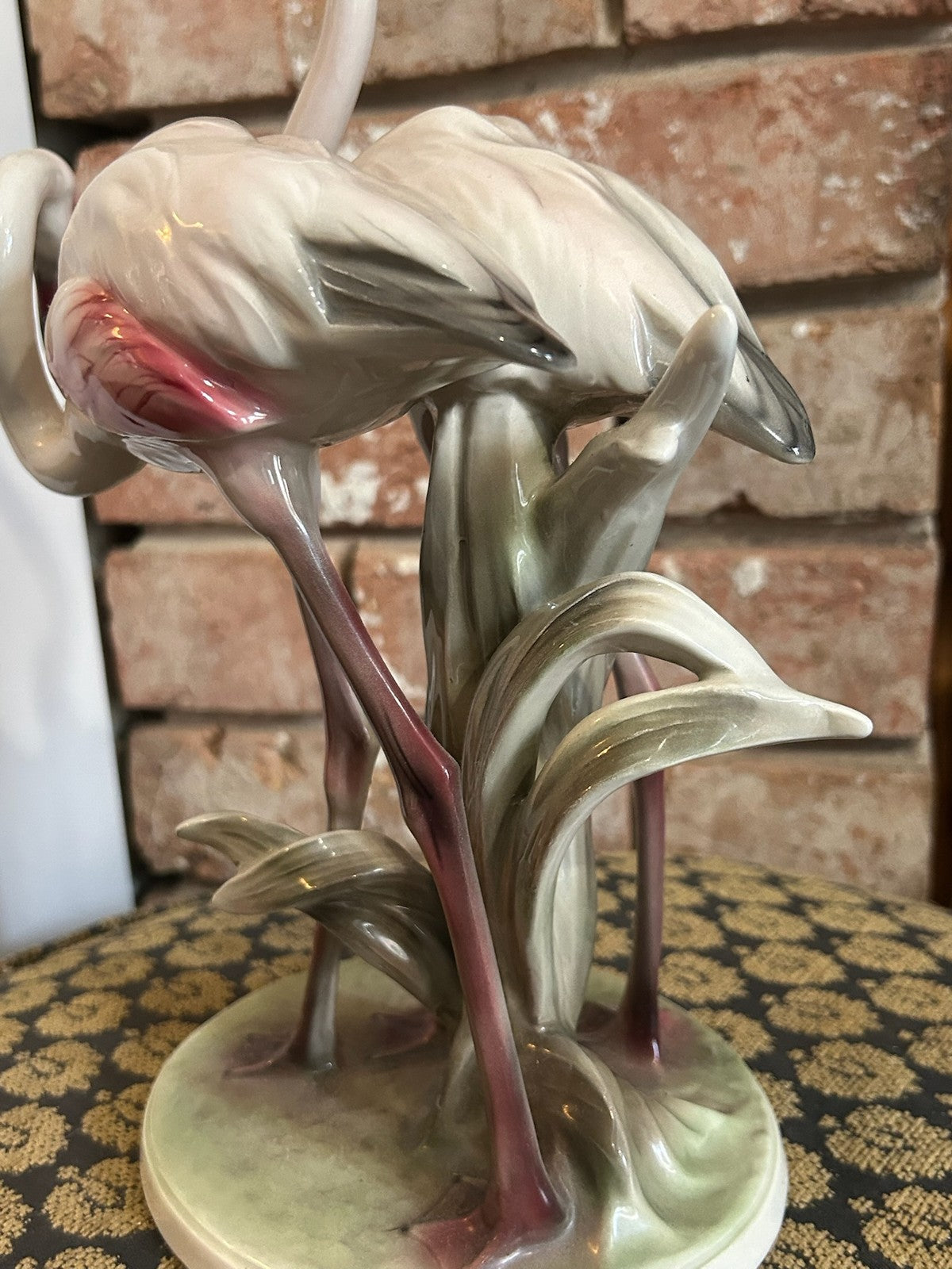 Vintage Austrian Ceramic Flamingo Group Figure Three Flamingos Made in Austria15